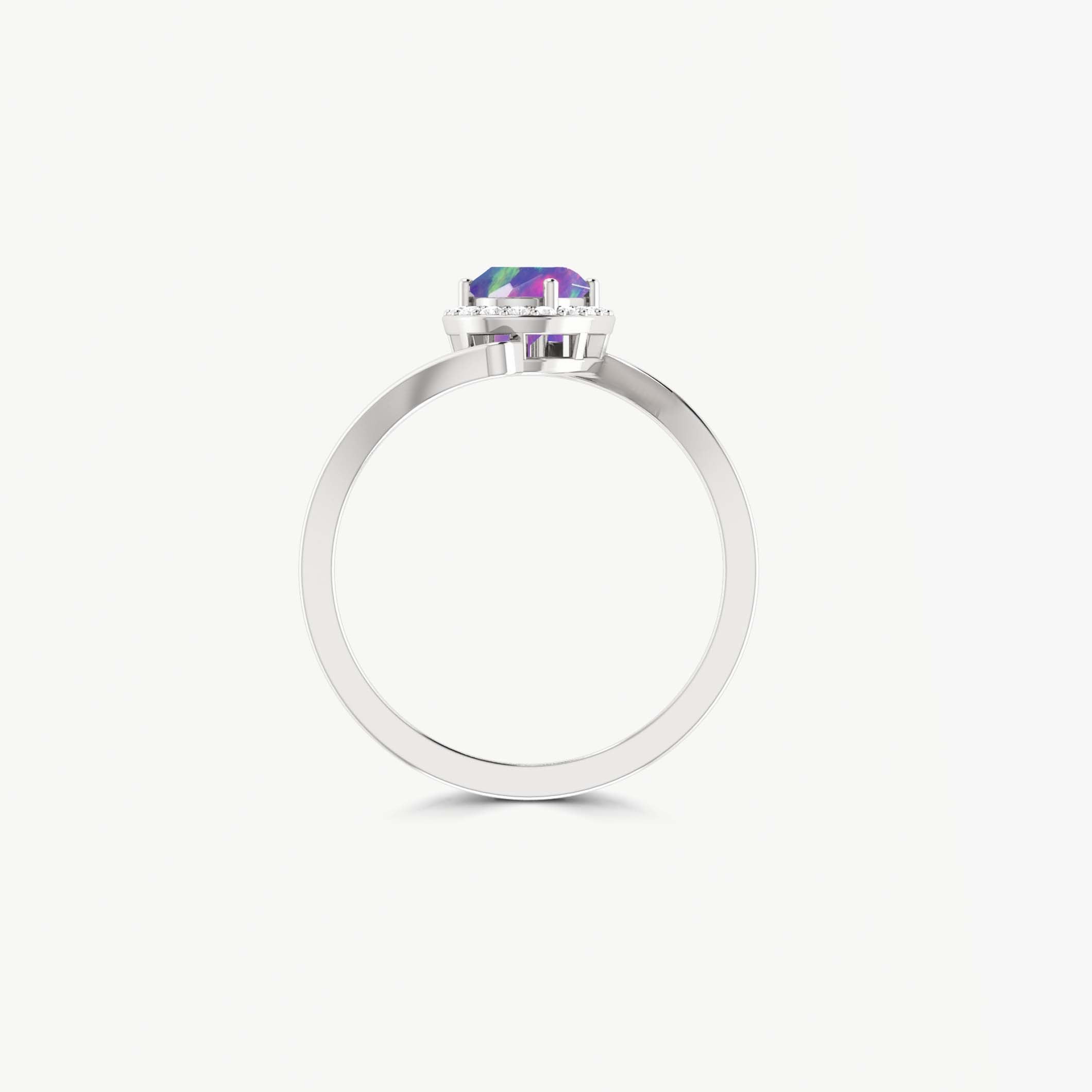 Vintage Lavender fire Oval opal Statement ring for women