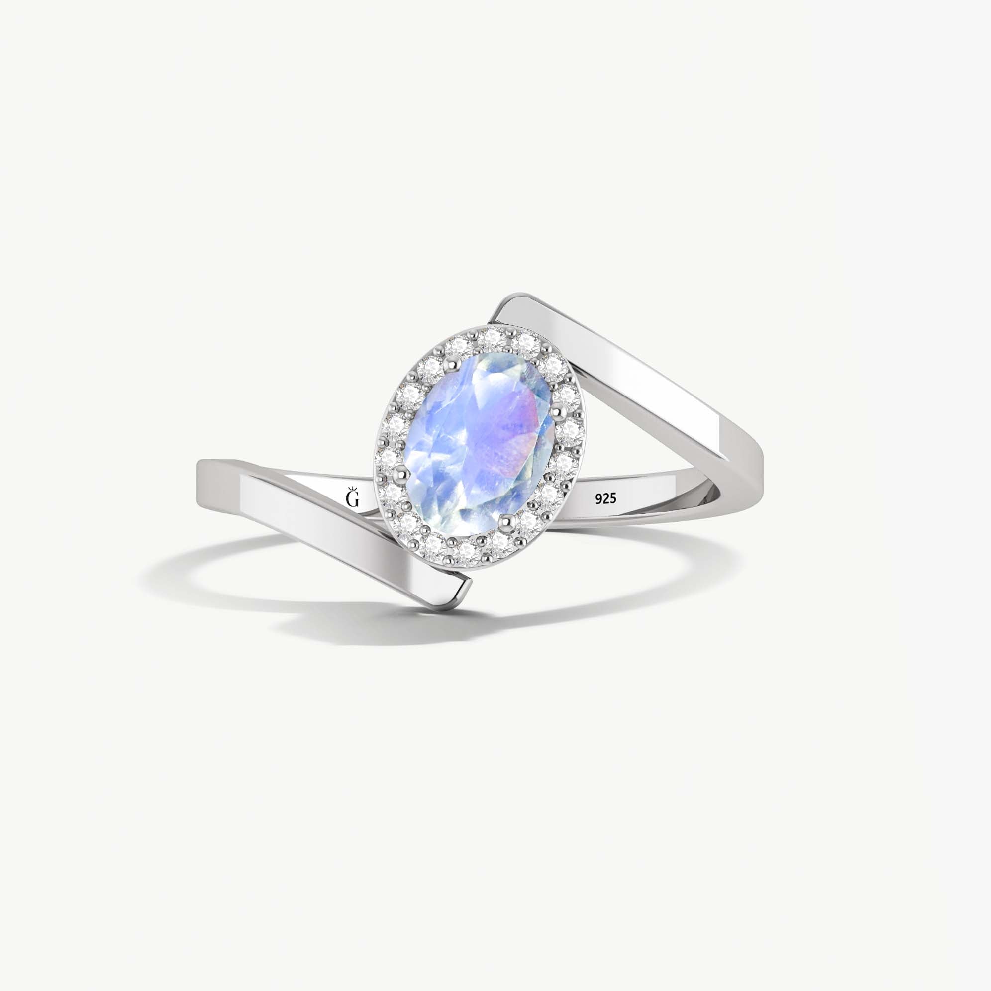 Gorgeous white rainbow moonstone Gold vermeil or silver ring