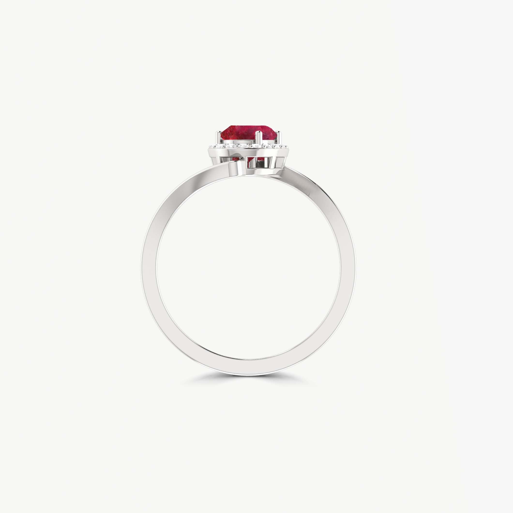 Red Rose Ruby oval shape in prong sett unique design ring