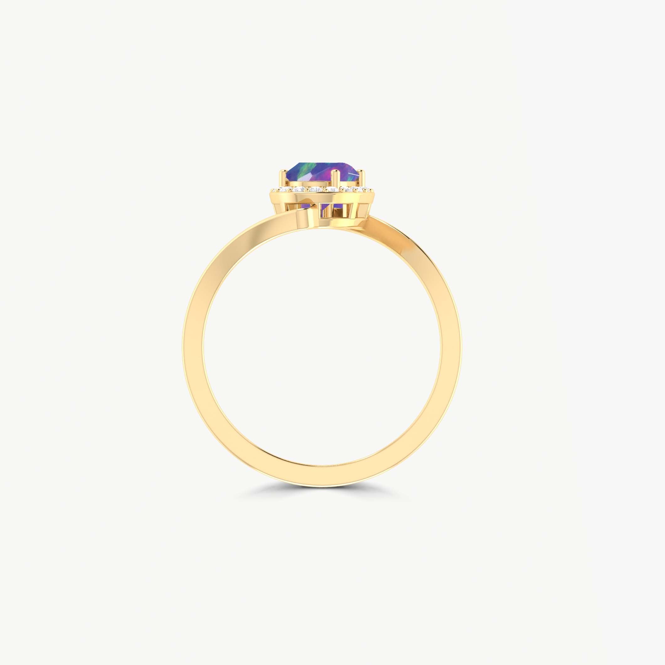 Vintage Lavender fire Oval opal Statement ring for women