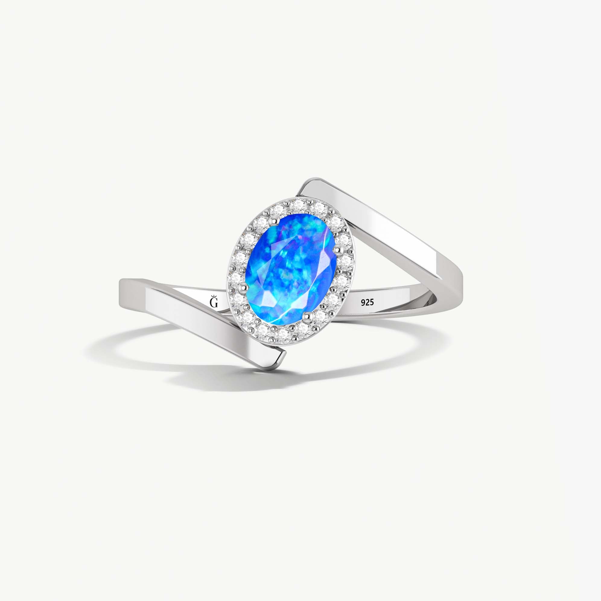 Natural Blue fire Ethiopian opal wedding ring