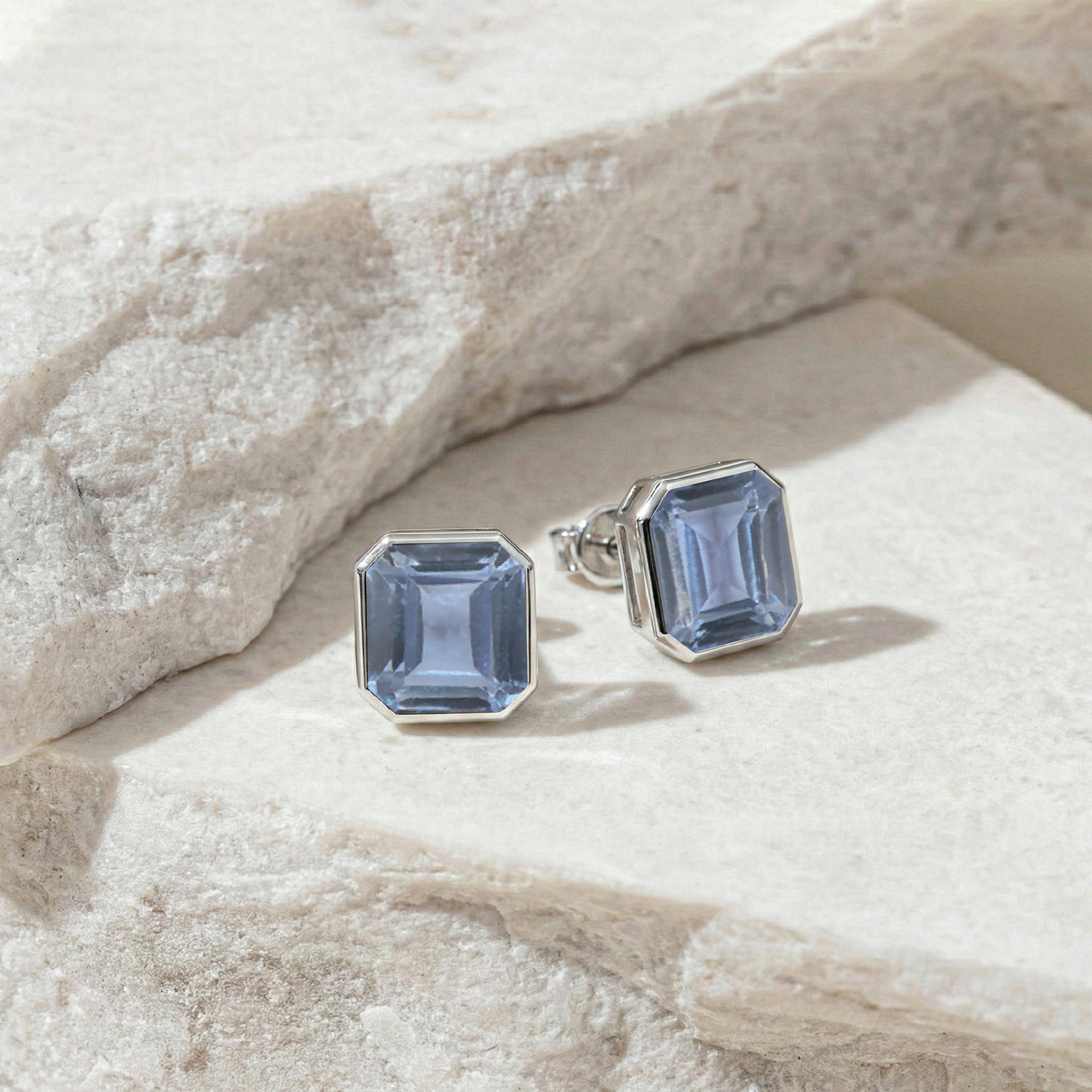 Alexandrite Octagon Stud Earring in 925 Sterling Silver 6MM 2ct.