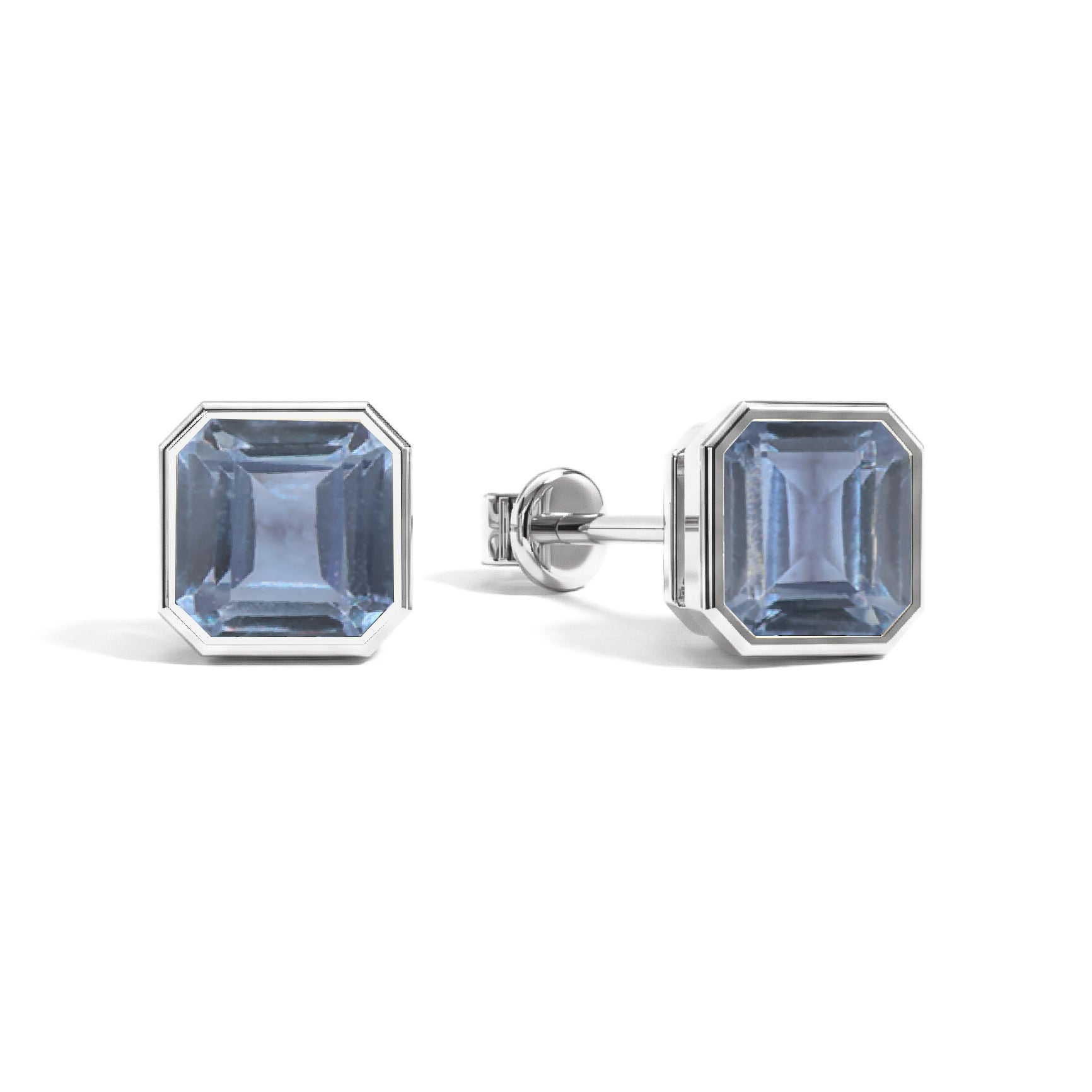 Alexandrite Octagon Stud Earring in 925 Sterling Silver 6MM 2ct.