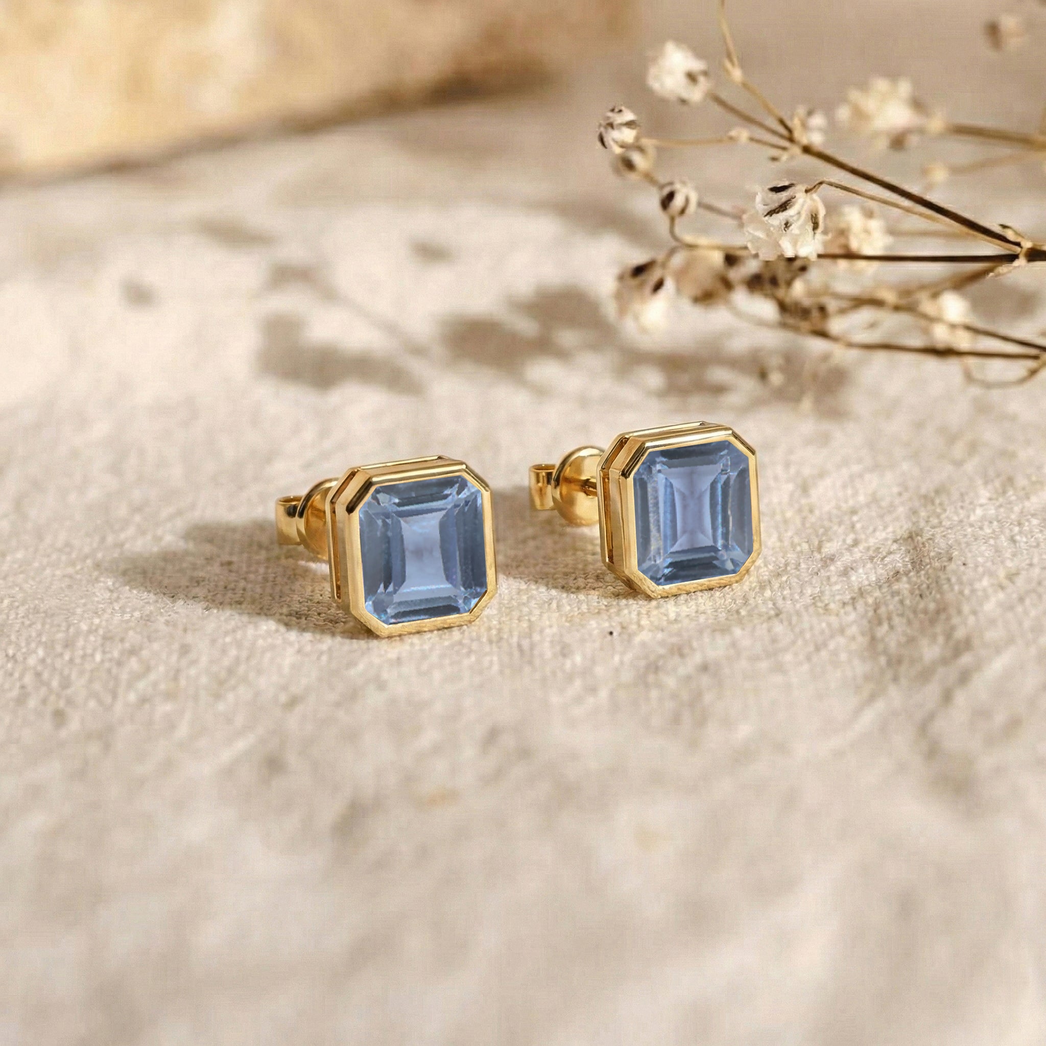 Alexandrite Octagon Stud Earring in 925 Sterling Silver 6MM 2ct.