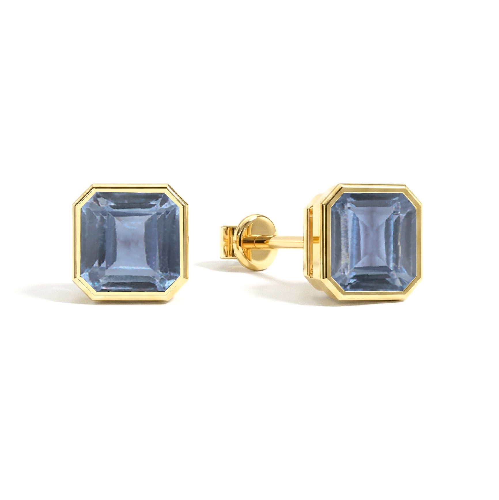 Alexandrite Octagon Stud Earring in 925 Sterling Silver 6MM 2ct.