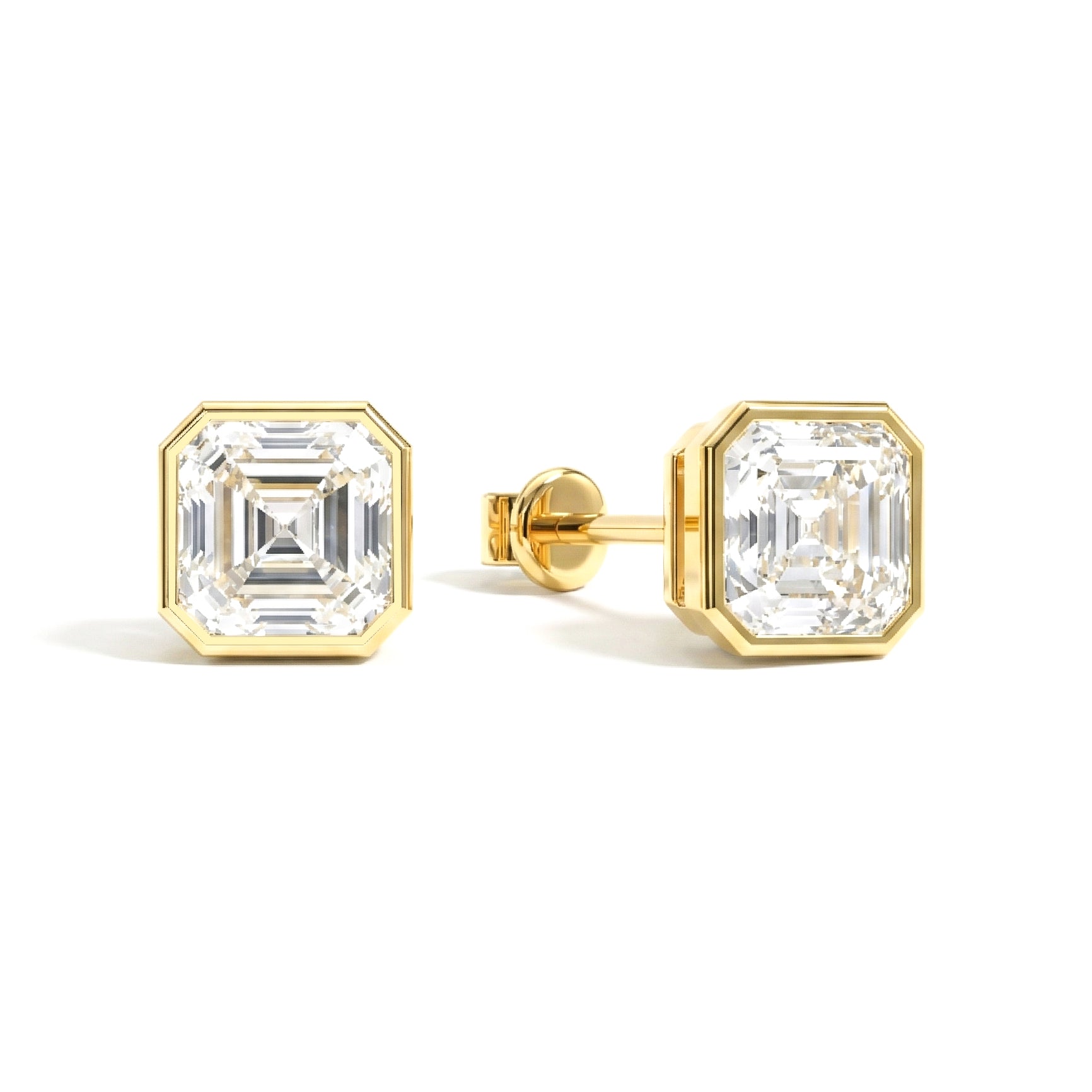 Simulated Diamond Octagon Stud Earring in 925 Sterling Silver 6MM 2ct.