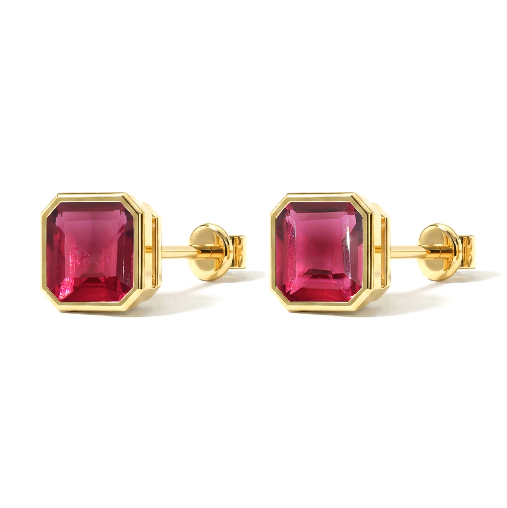 Pink Tourmaline Octagon Stud Earring in 925 Sterling Silver 6MM 2ct.