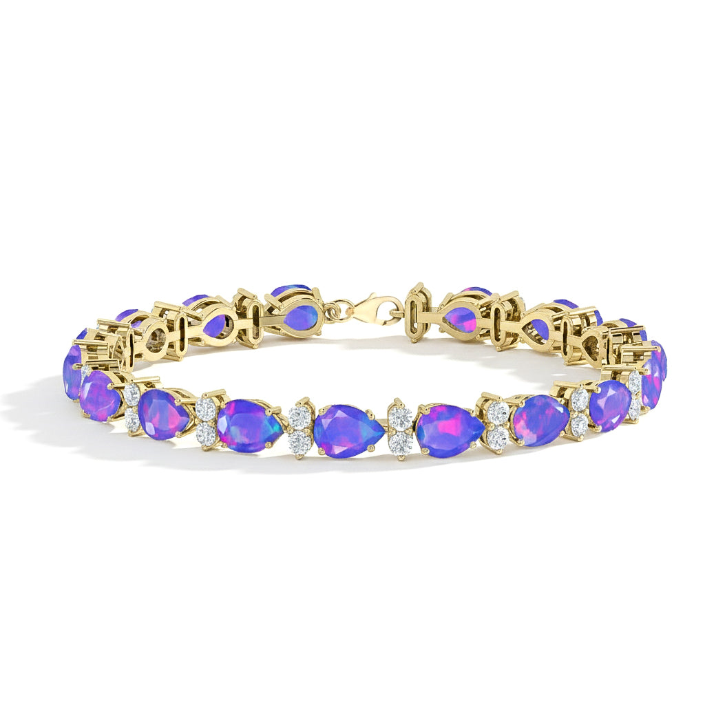 Lavender Opal Pear Round Tennis Bracelet 
