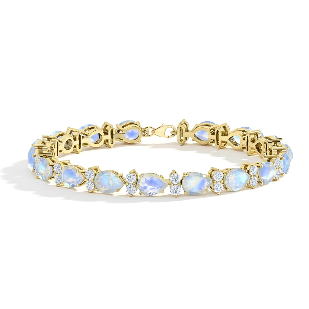 Moonstone Pear Round Tennis Bracelet Glow Style 
