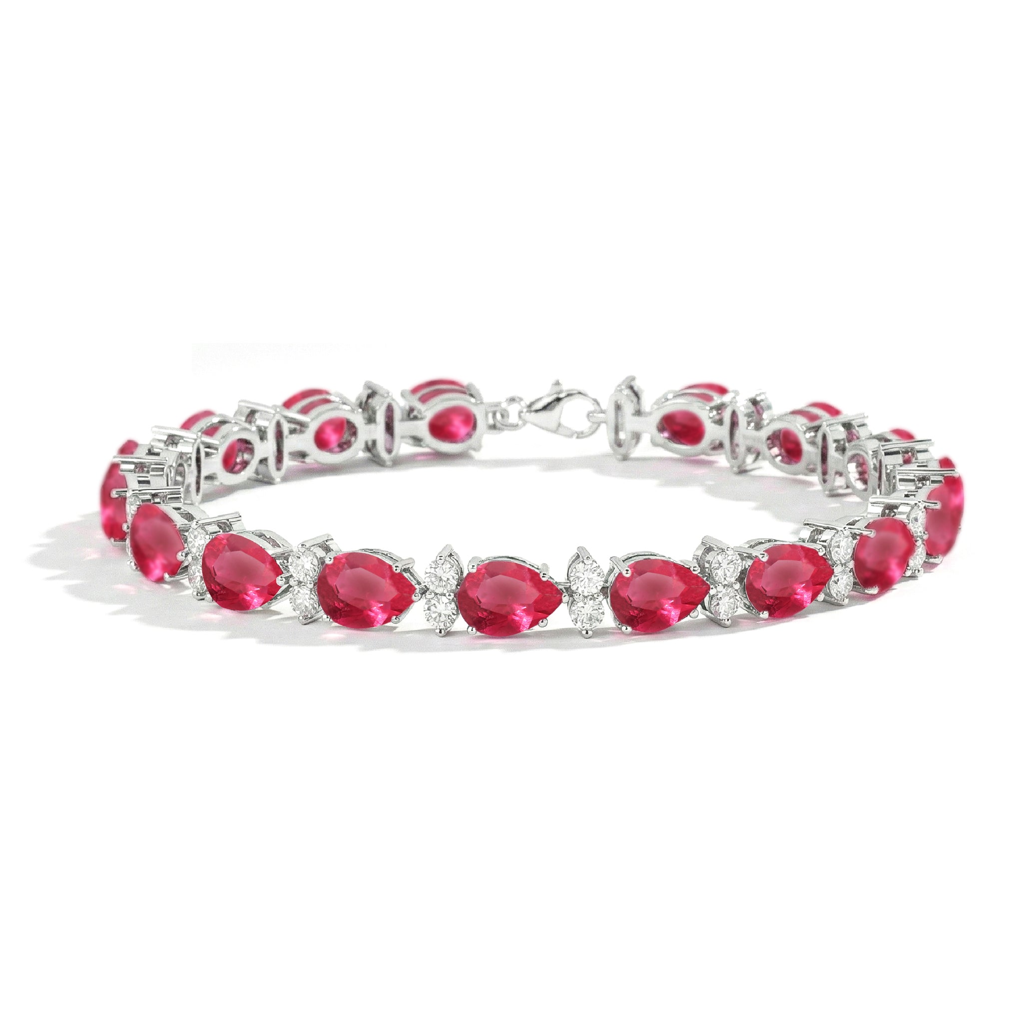 Pink Tourmaline Pear & Round Bracelet 7x5 MM & 2.5 MM 18.9 Ct Feminine Charm