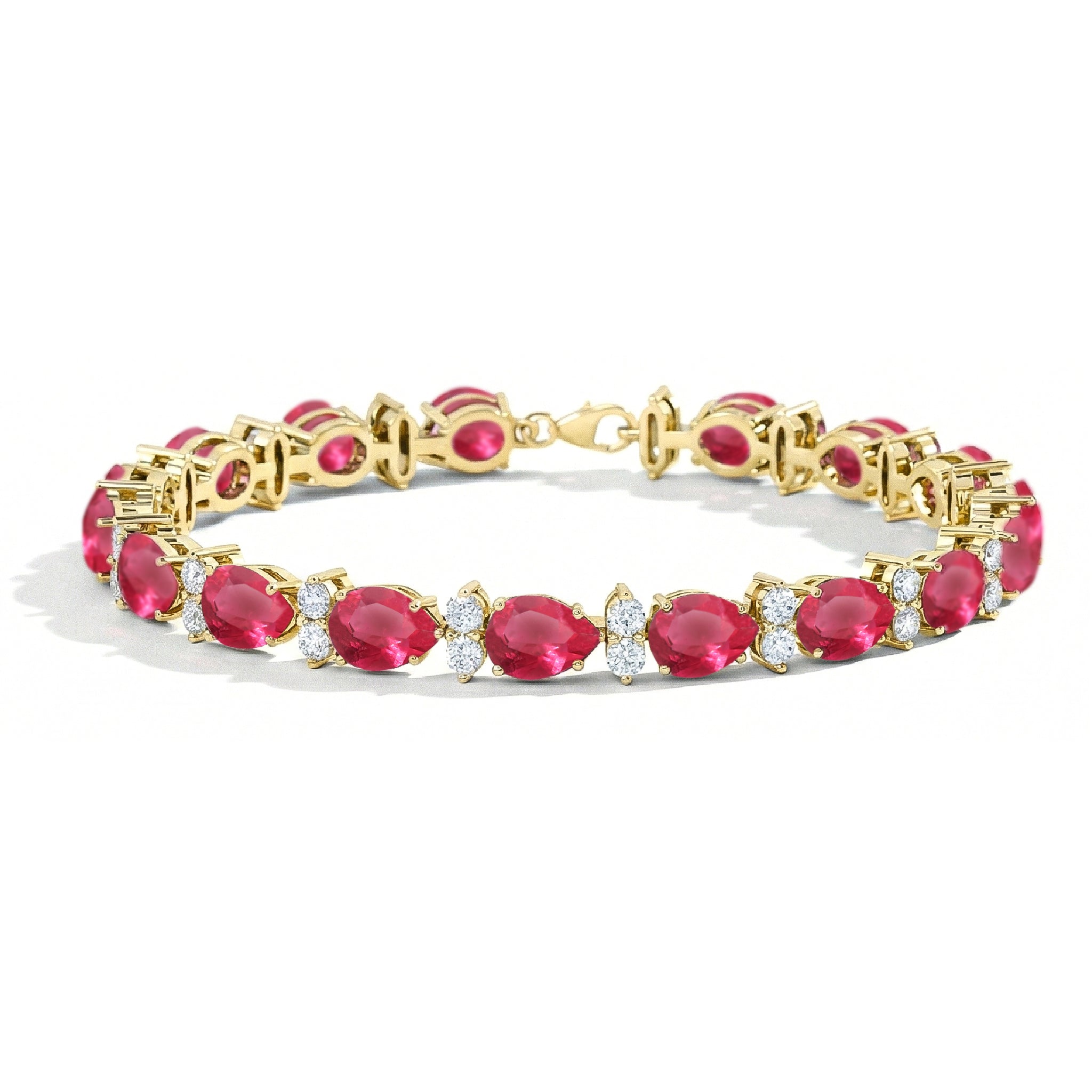 Pink Tourmaline Pear & Round Bracelet 7x5 MM & 2.5 MM 18.9 Ct Feminine Charm