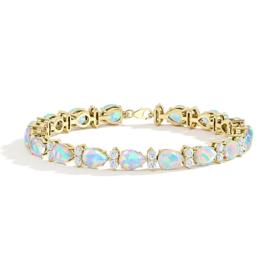 White Opal Gemstone Tennis Bracelet 