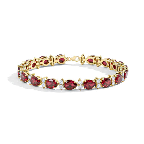 Garnet Pear & Round Bracelet 7x5 MM & 2.5 MM 18.9 Ct Deep Red Beauty