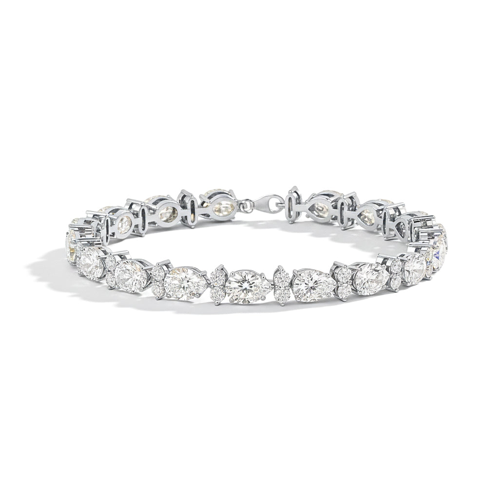 Moissanite Pear & Round Tennis Bracelet 7x5 MM & 2.5 MM 18.9 Ct Luxury Sparkle