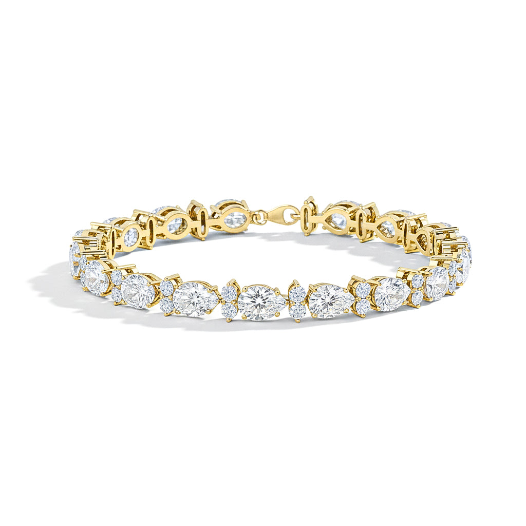 Bracelet moissanite pear and round tennis design