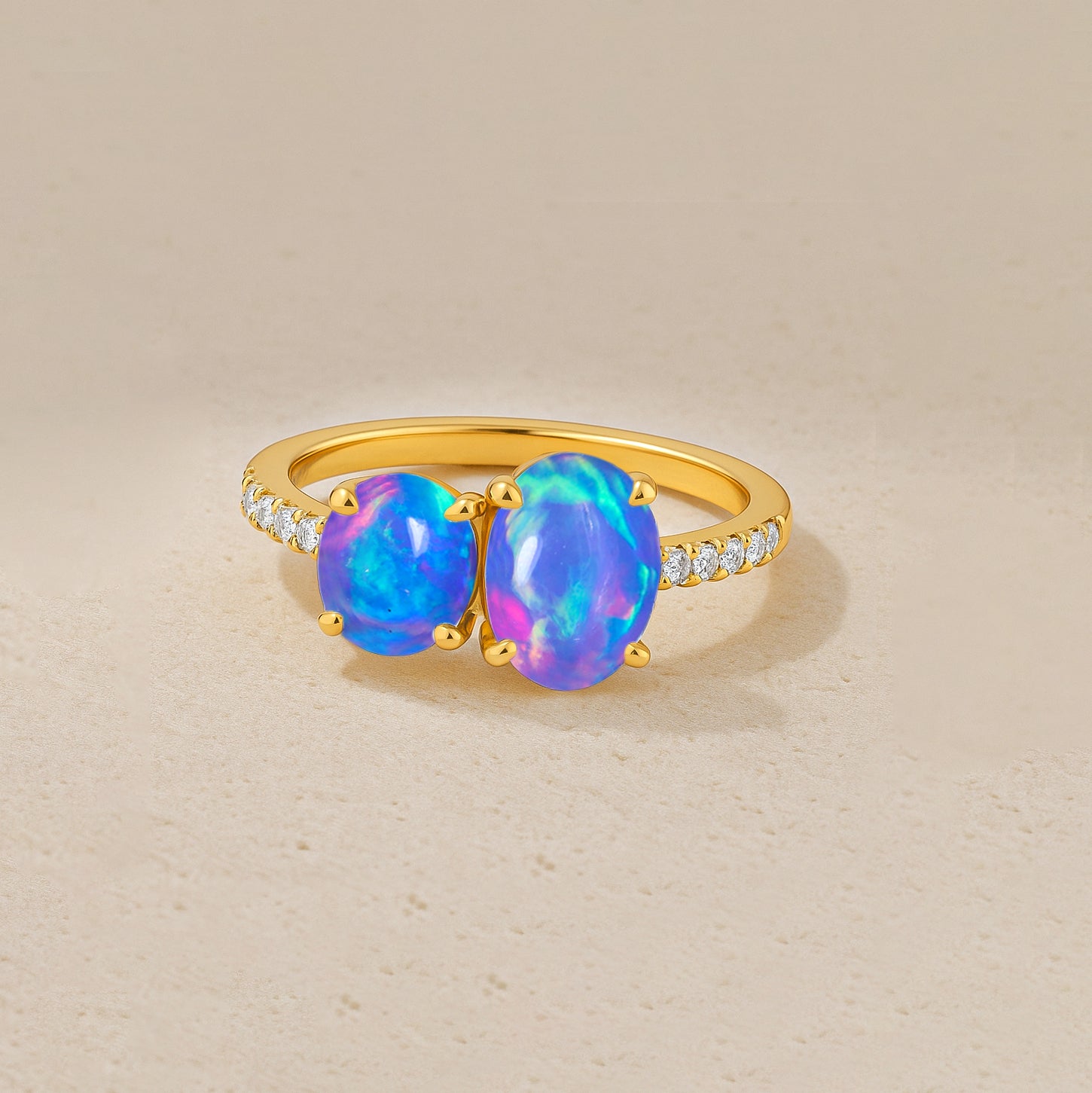 Round 1.70 Ct Lavender Opal Two Stone Sterling Silver Ring