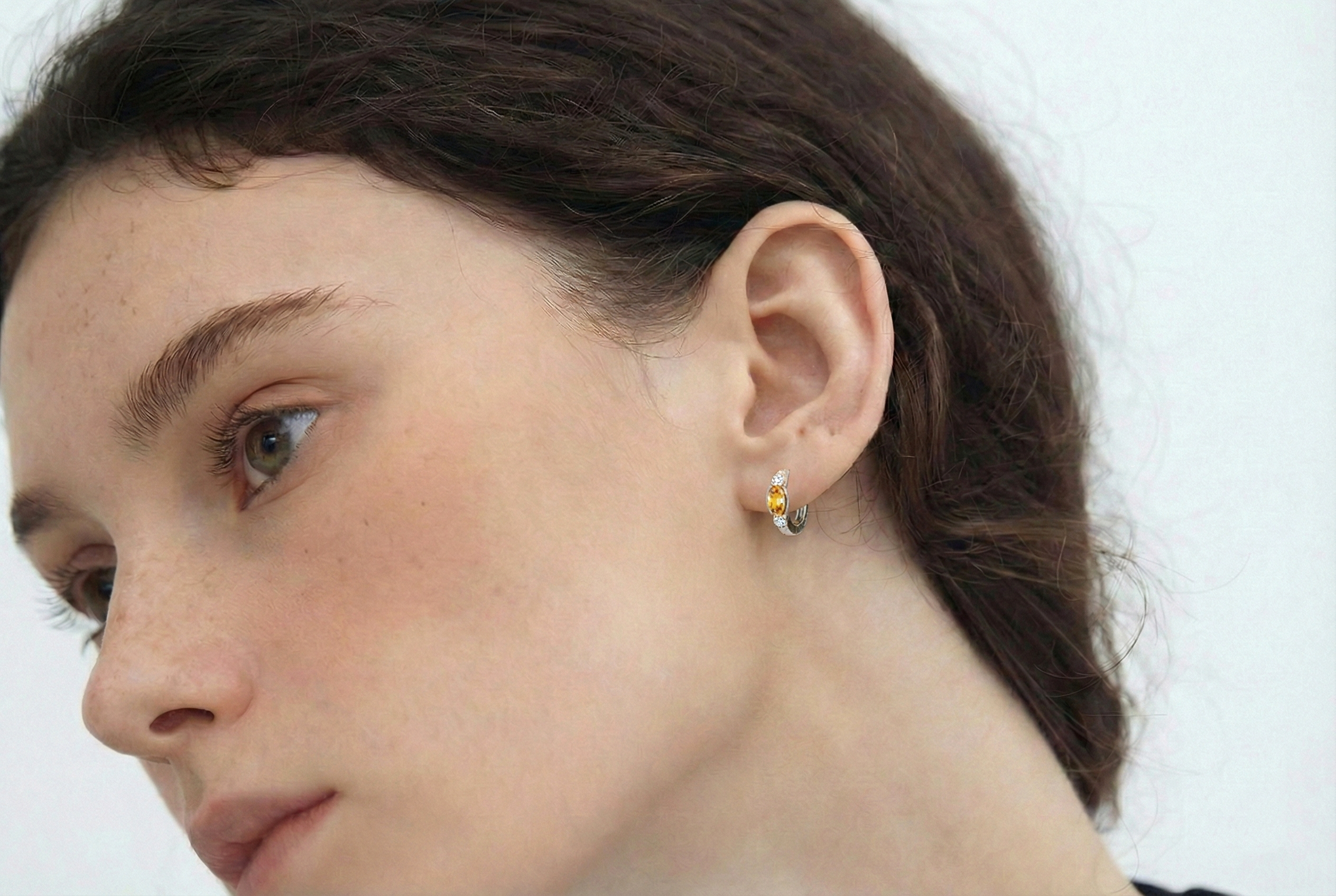 Citrine Marquise Hoop Earring in 925 Sterling Silver 5x3 MM 1 -ct.