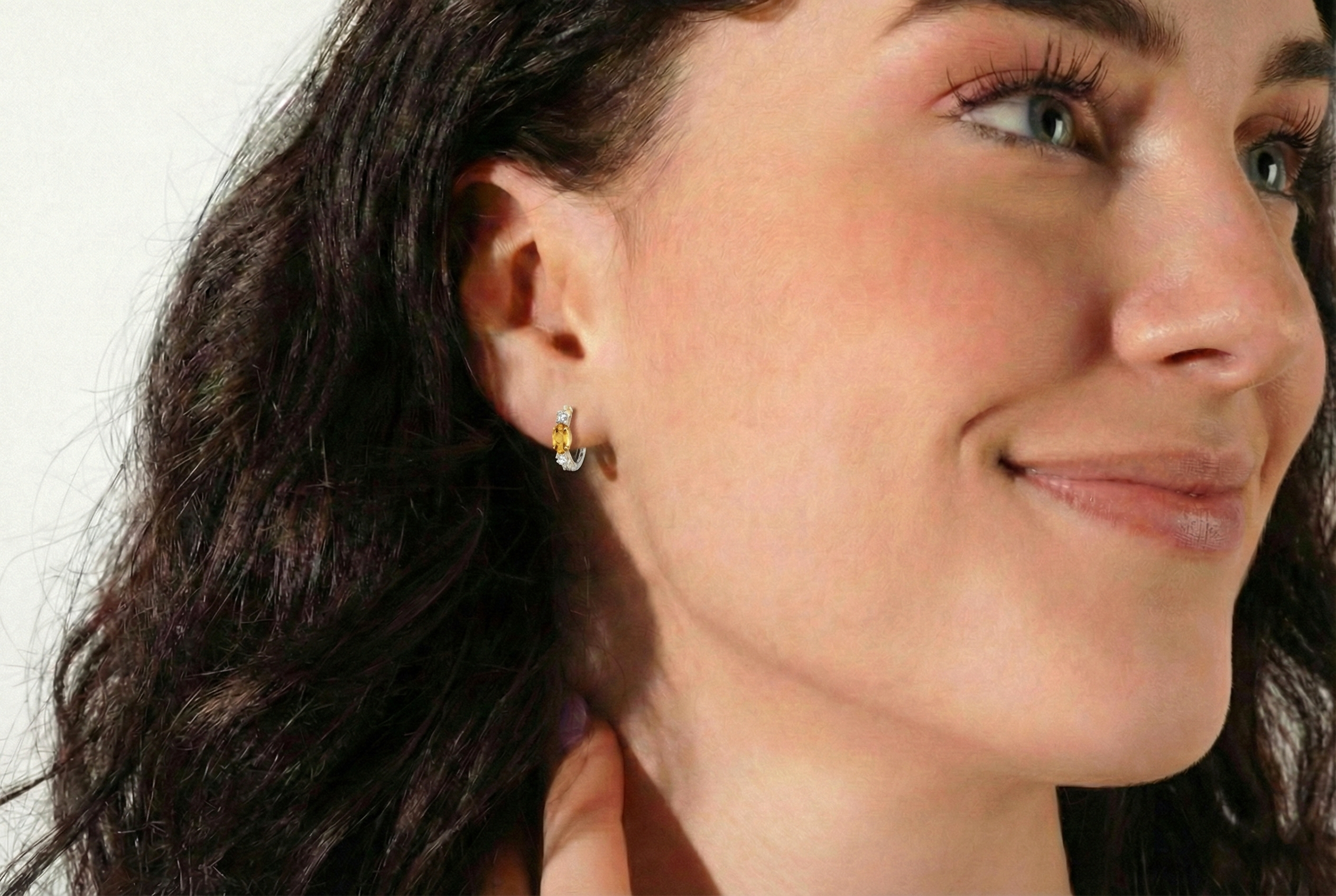 Citrine Marquise Hoop Earring in 925 Sterling Silver 5x3 MM 1 -ct.