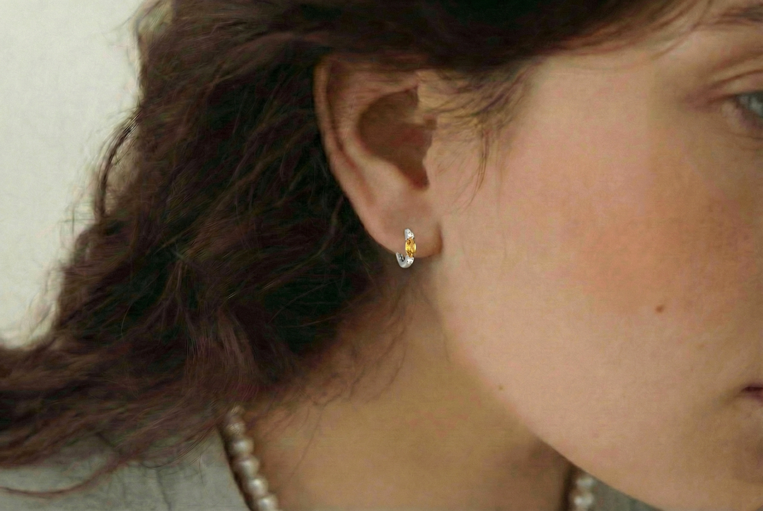 Citrine Marquise Hoop Earring in 925 Sterling Silver 5x3 MM 1 -ct.