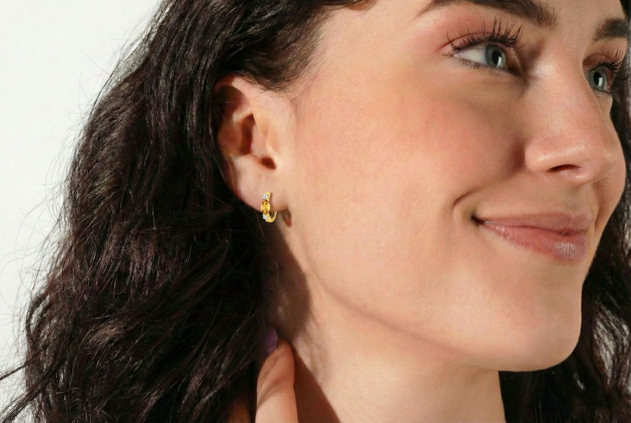 Citrine Marquise Hoop Earring in 925 Sterling Silver 5x3 MM 1 -ct.