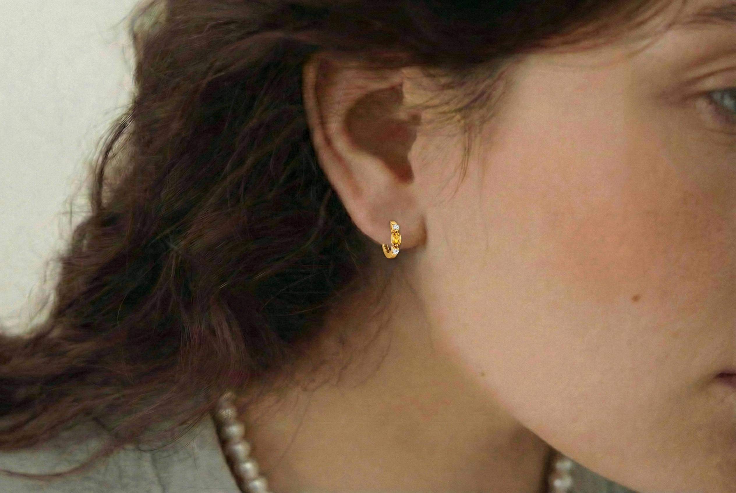 Citrine Marquise Hoop Earring in 925 Sterling Silver 5x3 MM 1 -ct.
