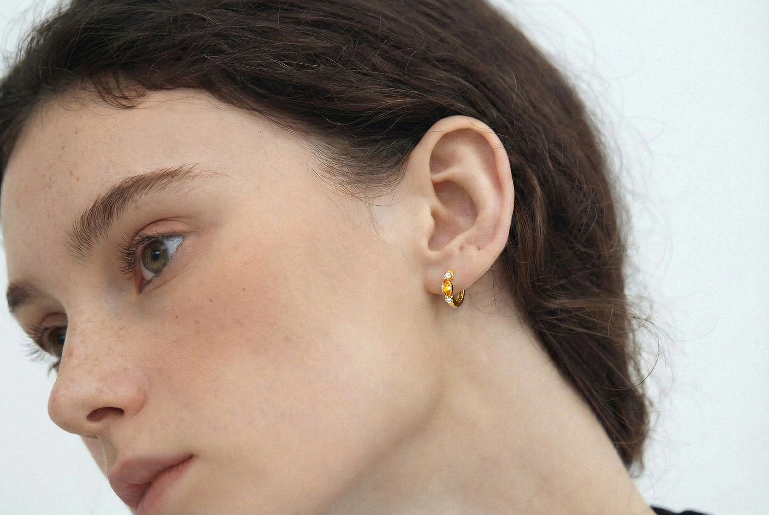 Citrine Marquise Hoop Earring in 925 Sterling Silver 5x3 MM 1 -ct.
