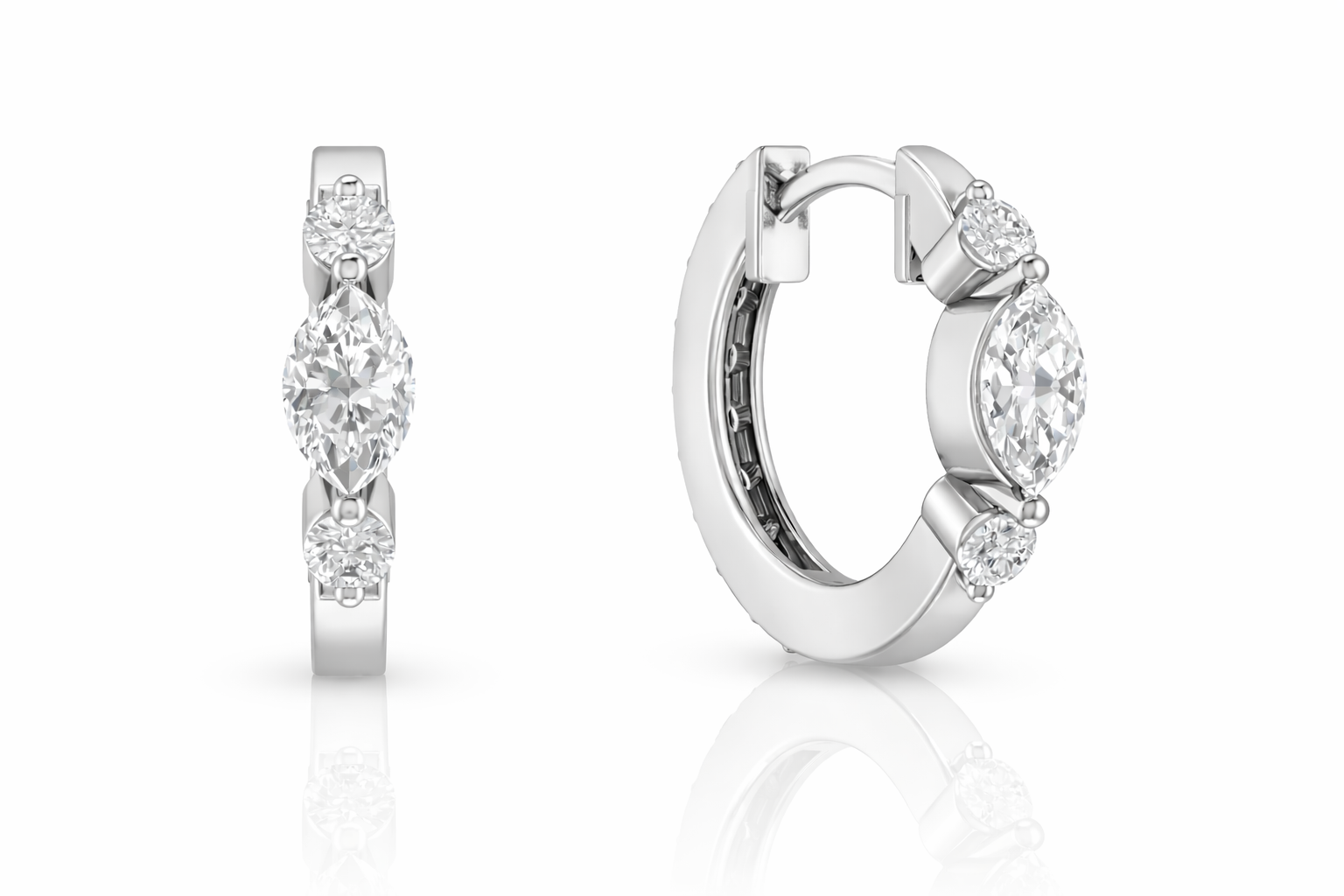 Simulated Diamond CZ Marquise Hoop Earring in 925 Sterling Silver 5x3 MM 1 -ct.