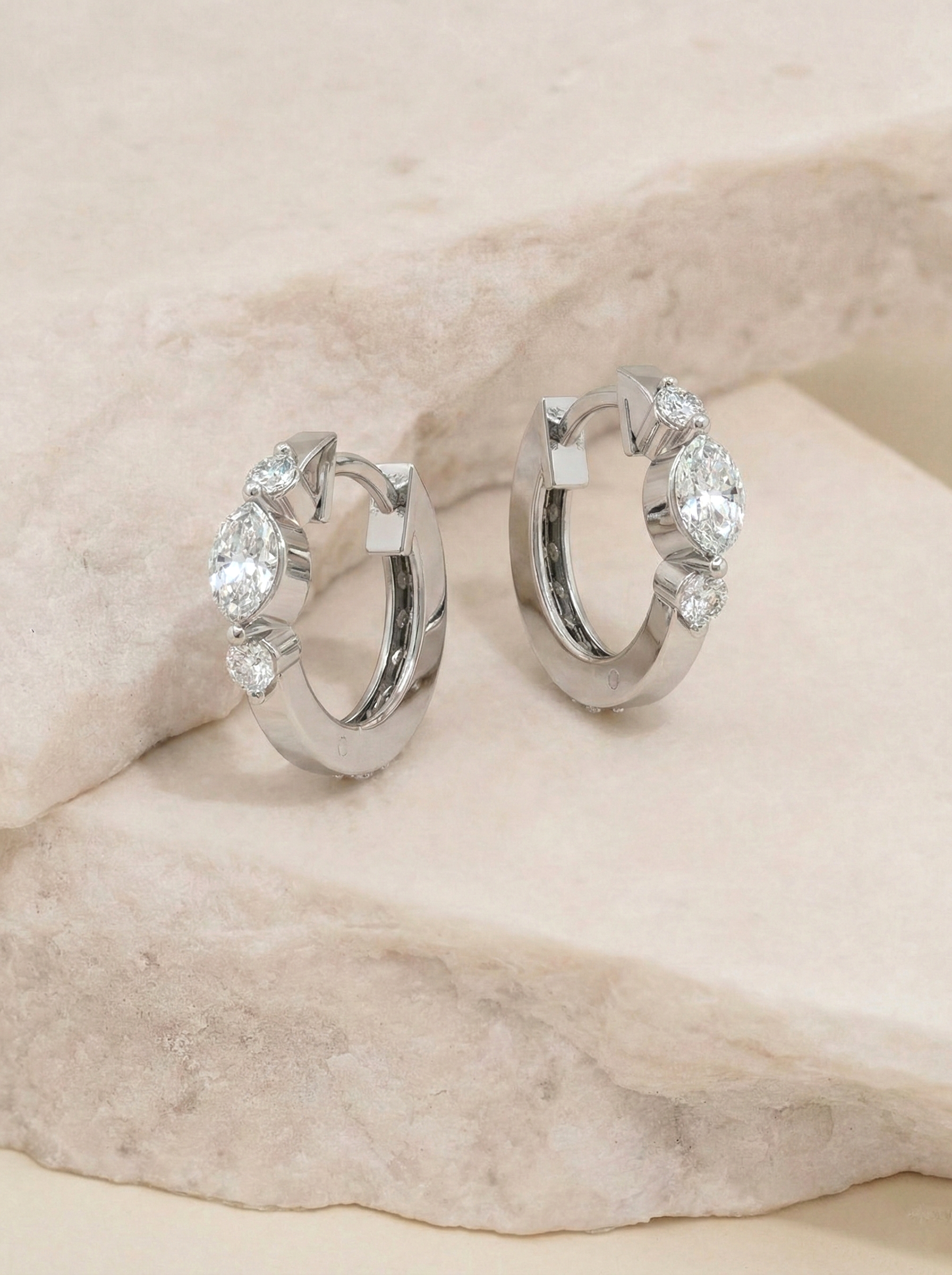 Simulated Diamond CZ Marquise Hoop Earring in 925 Sterling Silver 5x3 MM 1 -ct.