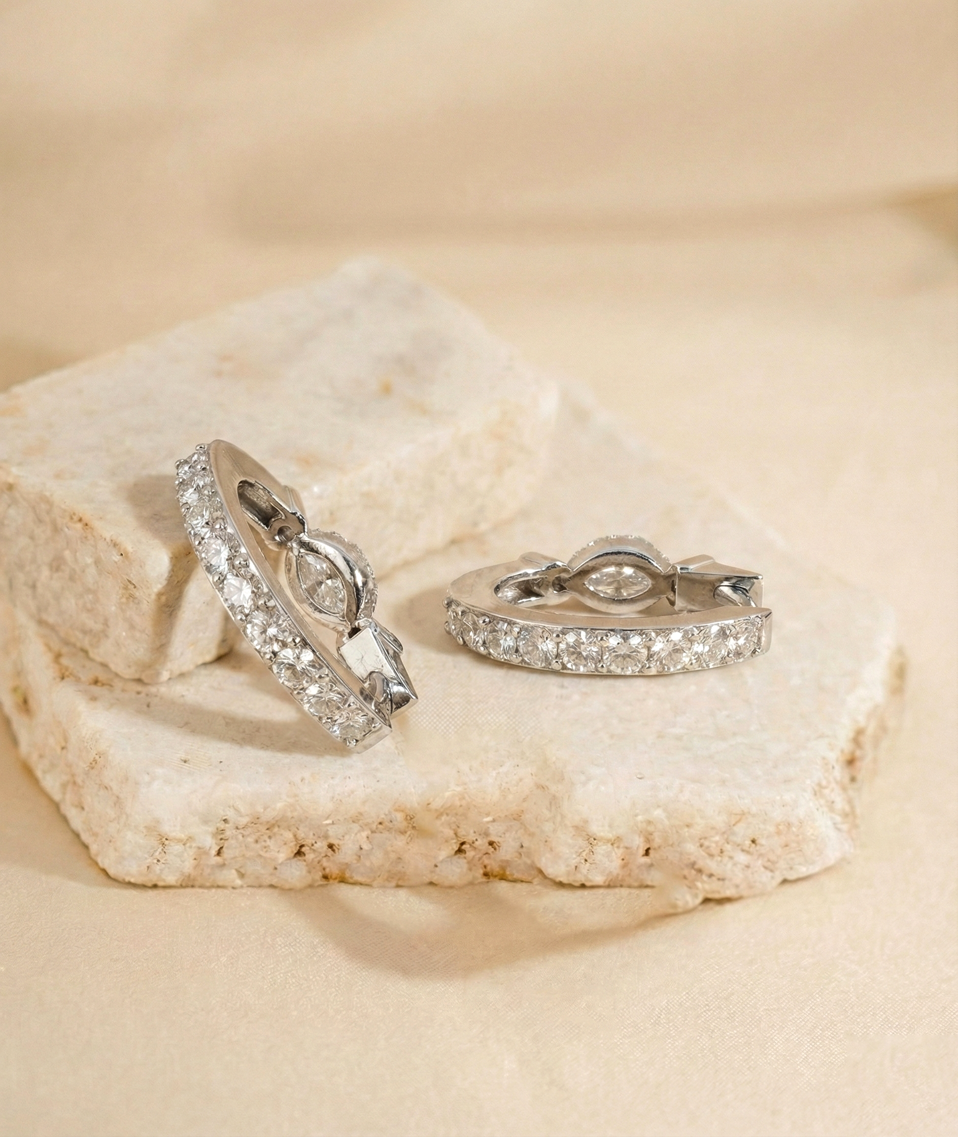 Simulated Diamond CZ Marquise Hoop Earring in 925 Sterling Silver 5x3 MM 1 -ct.