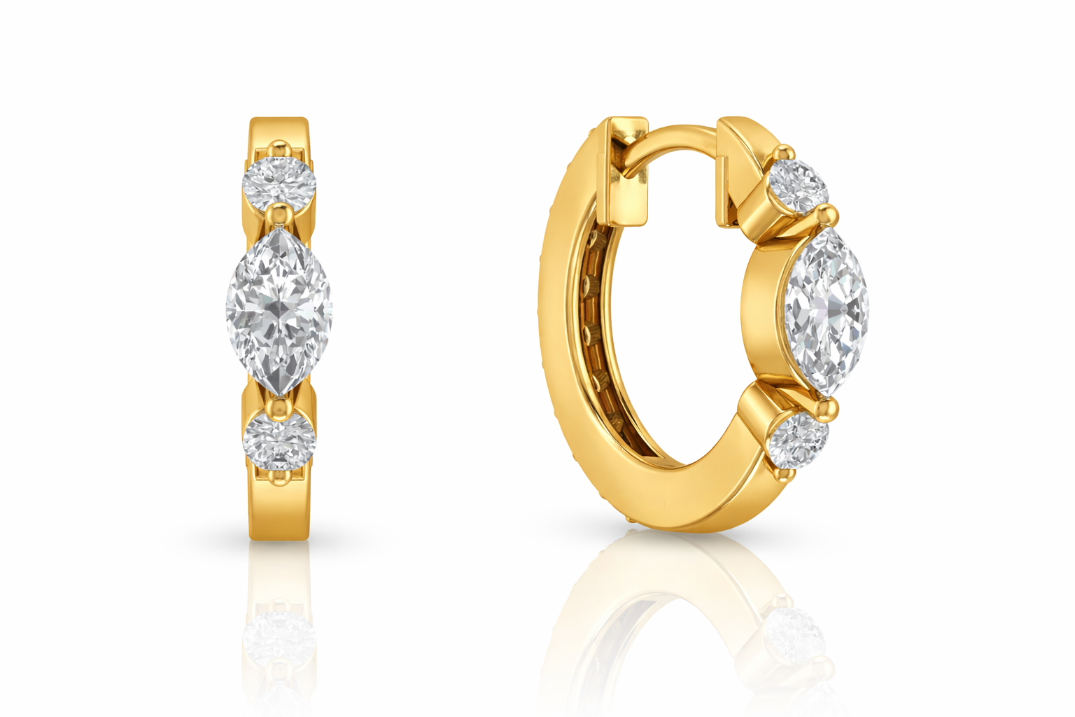 Simulated Diamond CZ Marquise Hoop Earring in 925 Sterling Silver 5x3 MM 1 -ct.