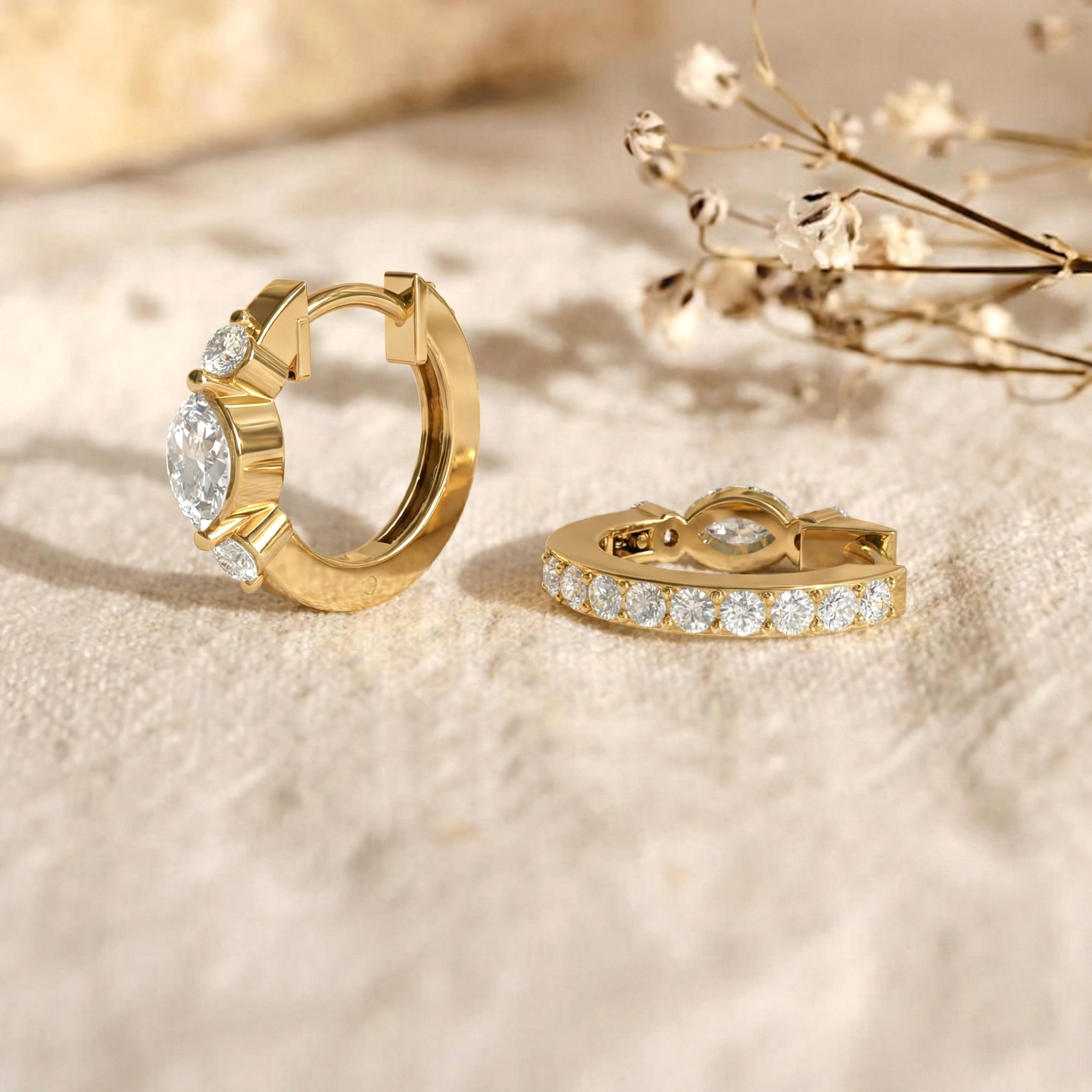 Simulated Diamond CZ Marquise Hoop Earring in 925 Sterling Silver 5x3 MM 1 -ct.