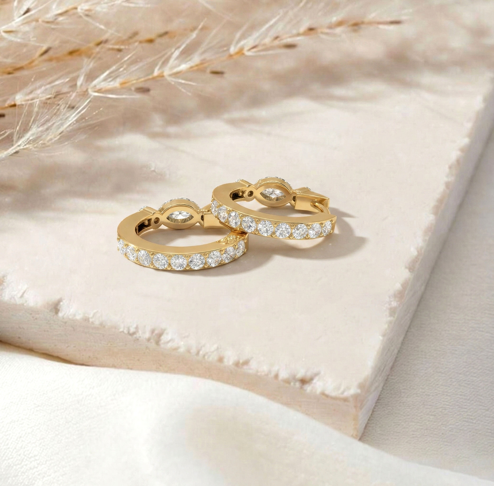 Simulated Diamond CZ Marquise Hoop Earring in 925 Sterling Silver 5x3 MM 1 -ct.