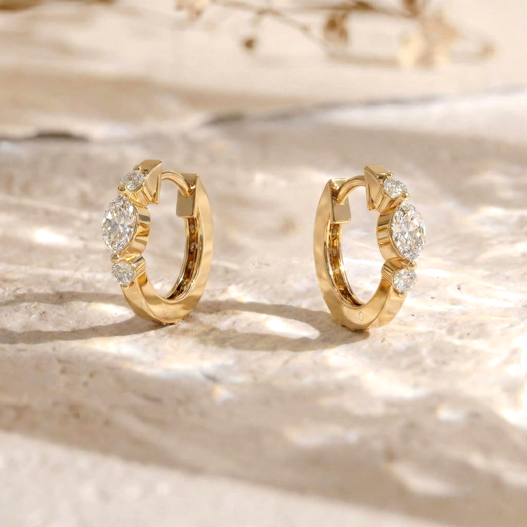 Simulated Diamond CZ Marquise Hoop Earring in 925 Sterling Silver 5x3 MM 1 -ct.