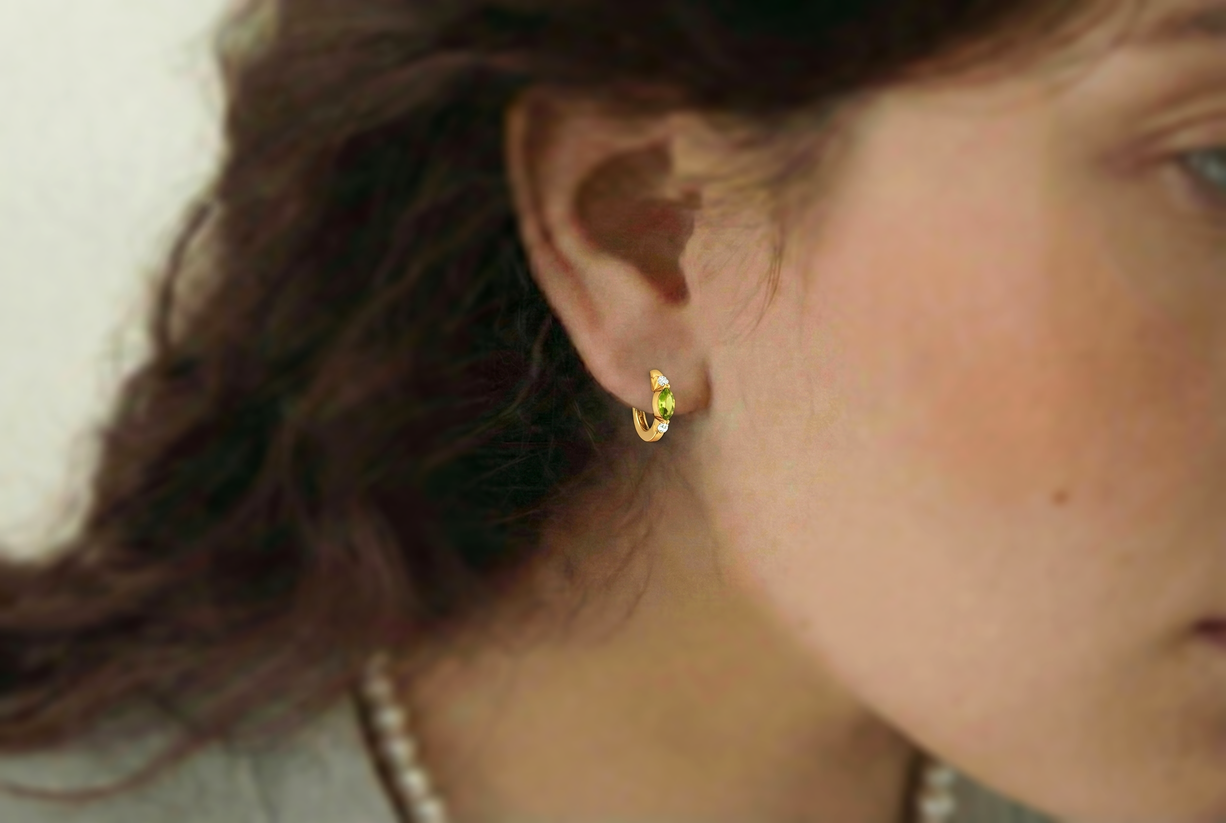 Peridot Marquise Hoop Earring in 925 Sterling Silver 5x3 MM 1 -ct.