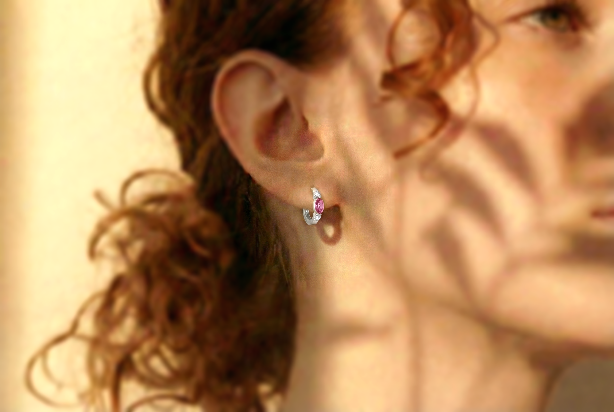 Pink Tourmaline Marquise Hoop Earring in 925 Sterling Silver 5x3 MM 1 -ct.