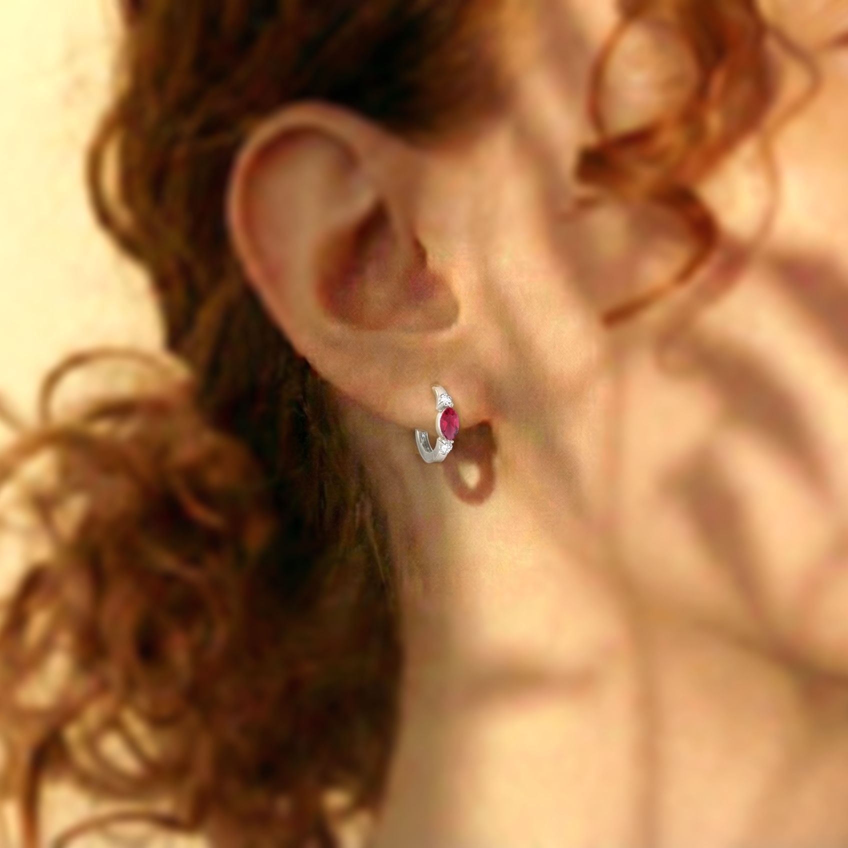 Pink Tourmaline Marquise Hoop Earring in 925 Sterling Silver 5x3 MM 1 -ct.