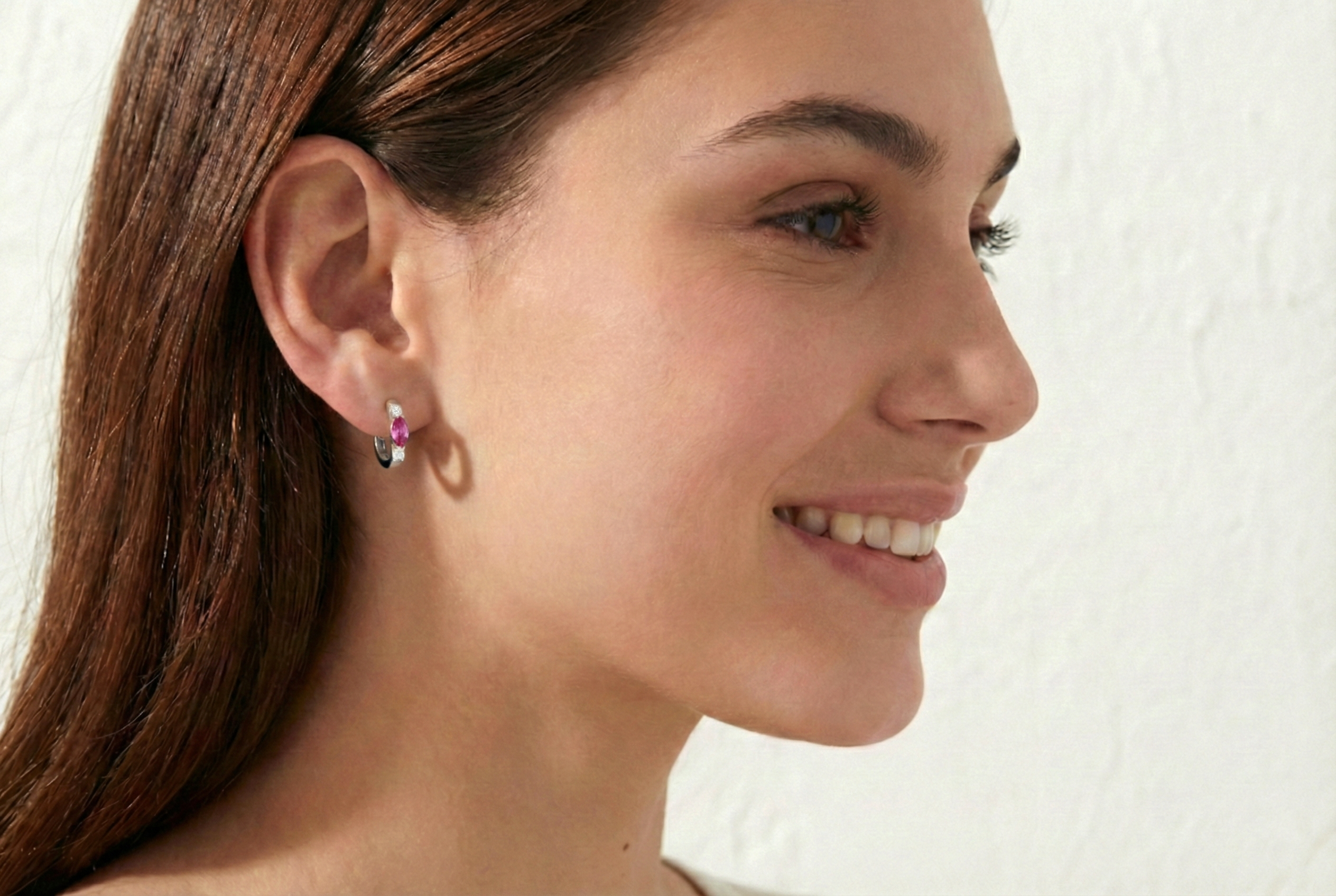 Pink Tourmaline Marquise Hoop Earring in 925 Sterling Silver 5x3 MM 1 -ct.