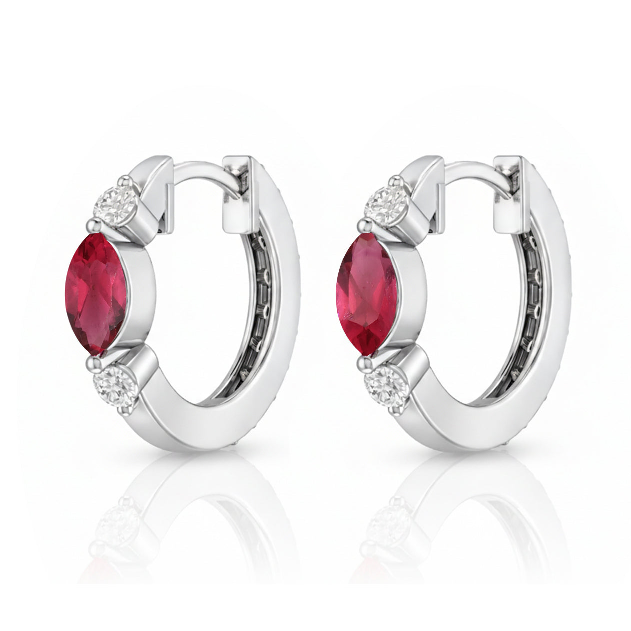 Pink Tourmaline Marquise Hoop Earring in 925 Sterling Silver 5x3 MM 1 -ct.