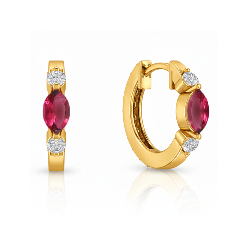 Pink Tourmaline Marquise Hoop Earring in 925 Sterling Silver 5x3 MM 1 -ct.