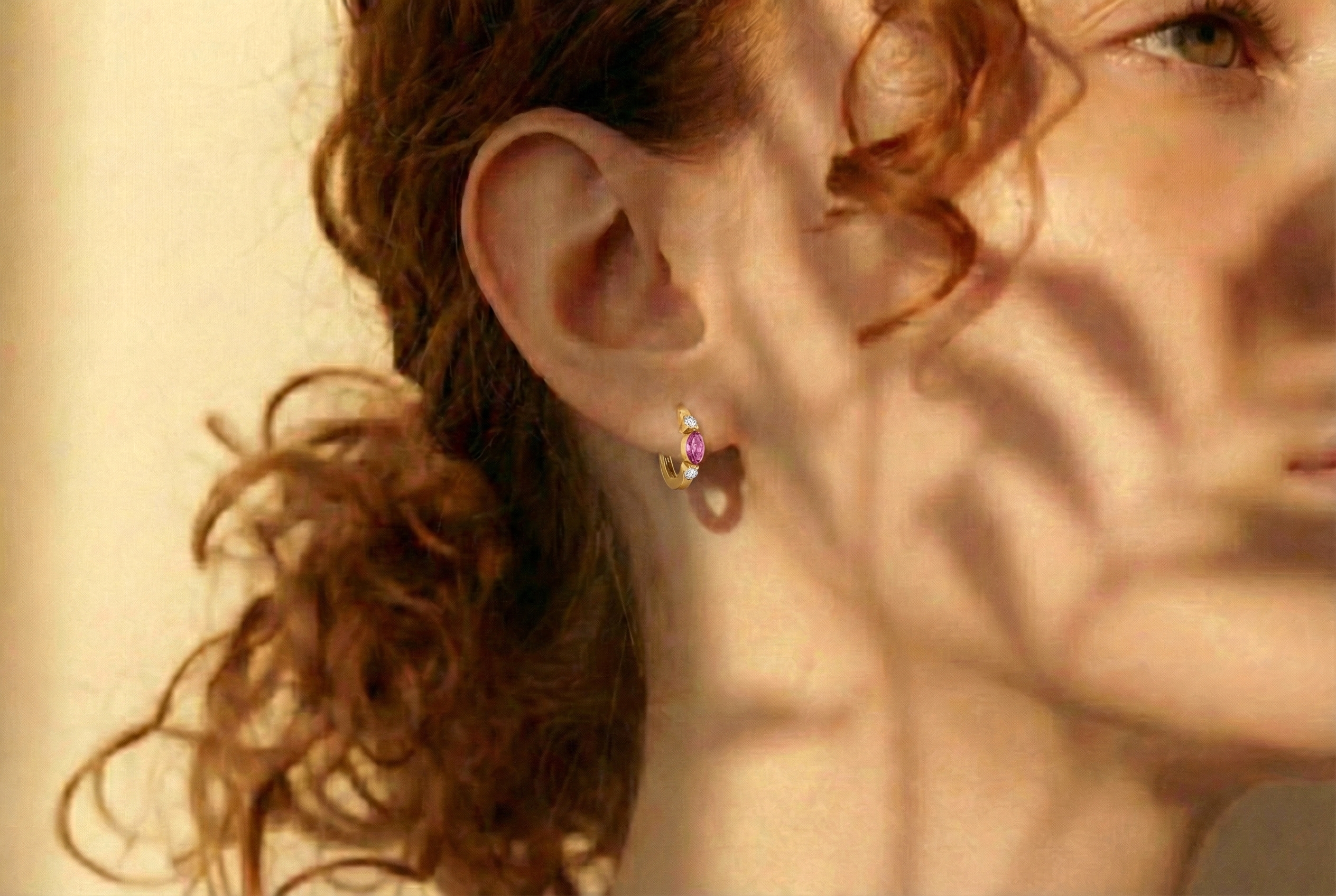 Pink Tourmaline Marquise Hoop Earring in 925 Sterling Silver 5x3 MM 1 -ct.