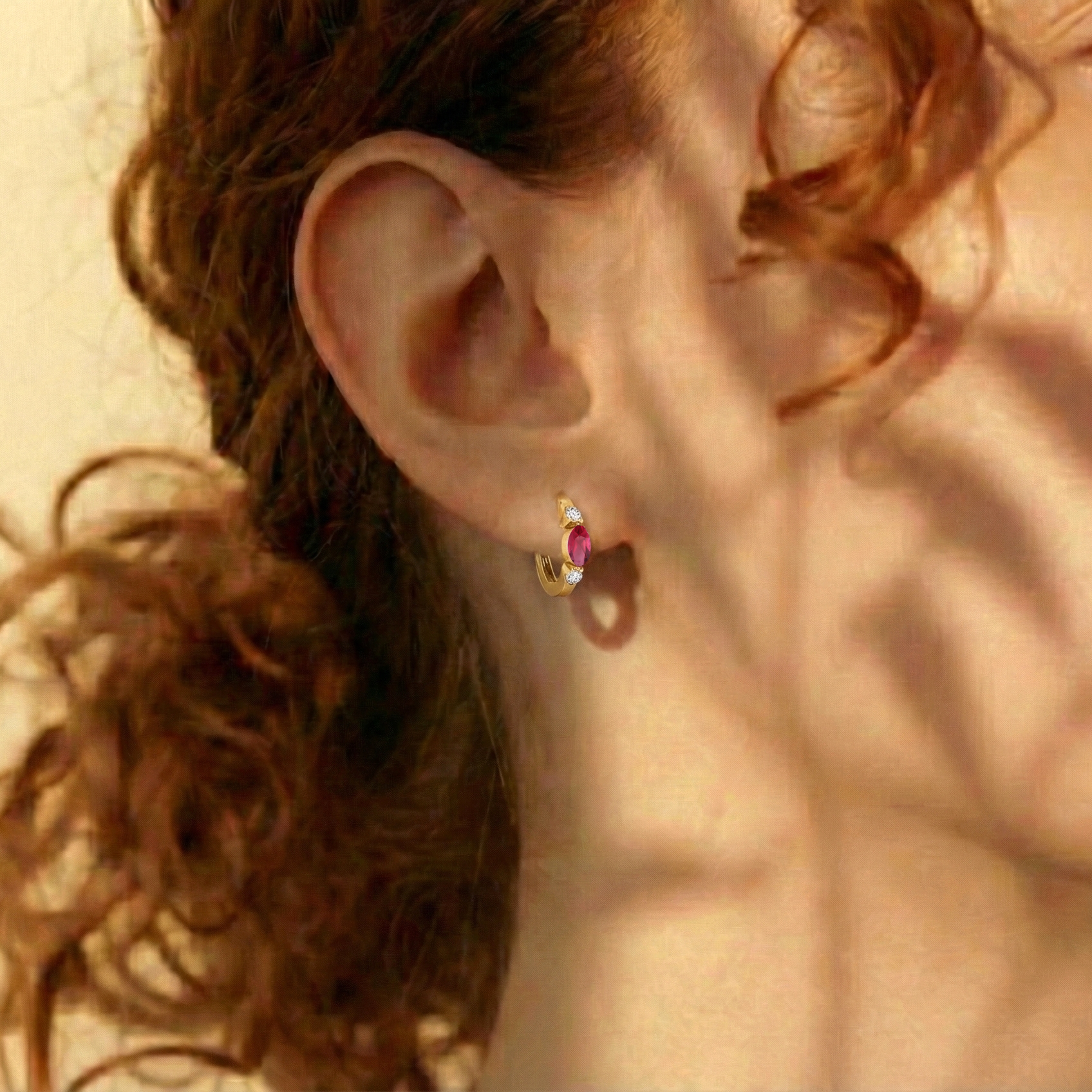 Pink Tourmaline Marquise Hoop Earring in 925 Sterling Silver 5x3 MM 1 -ct.