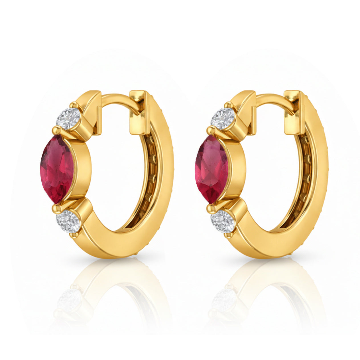 Pink Tourmaline Marquise Hoop Earring in 925 Sterling Silver 5x3 MM 1 -ct.
