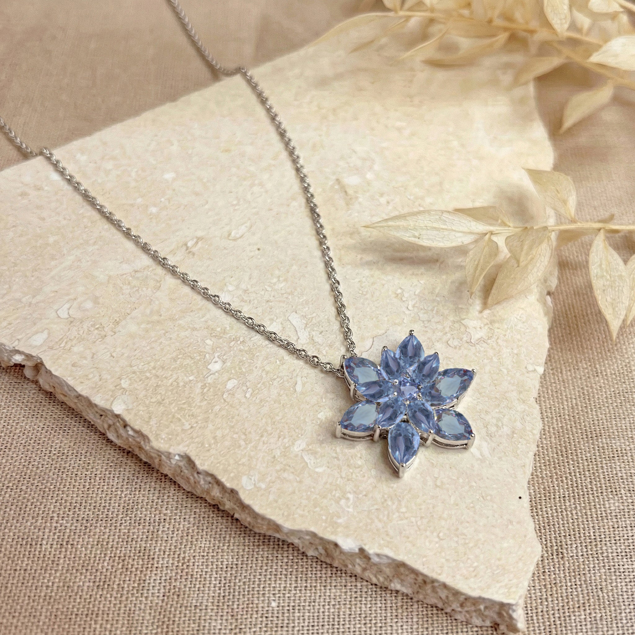 Alexandrite Pear Floral Pendant Necklace in 925 Sterling Silver 5.70ct