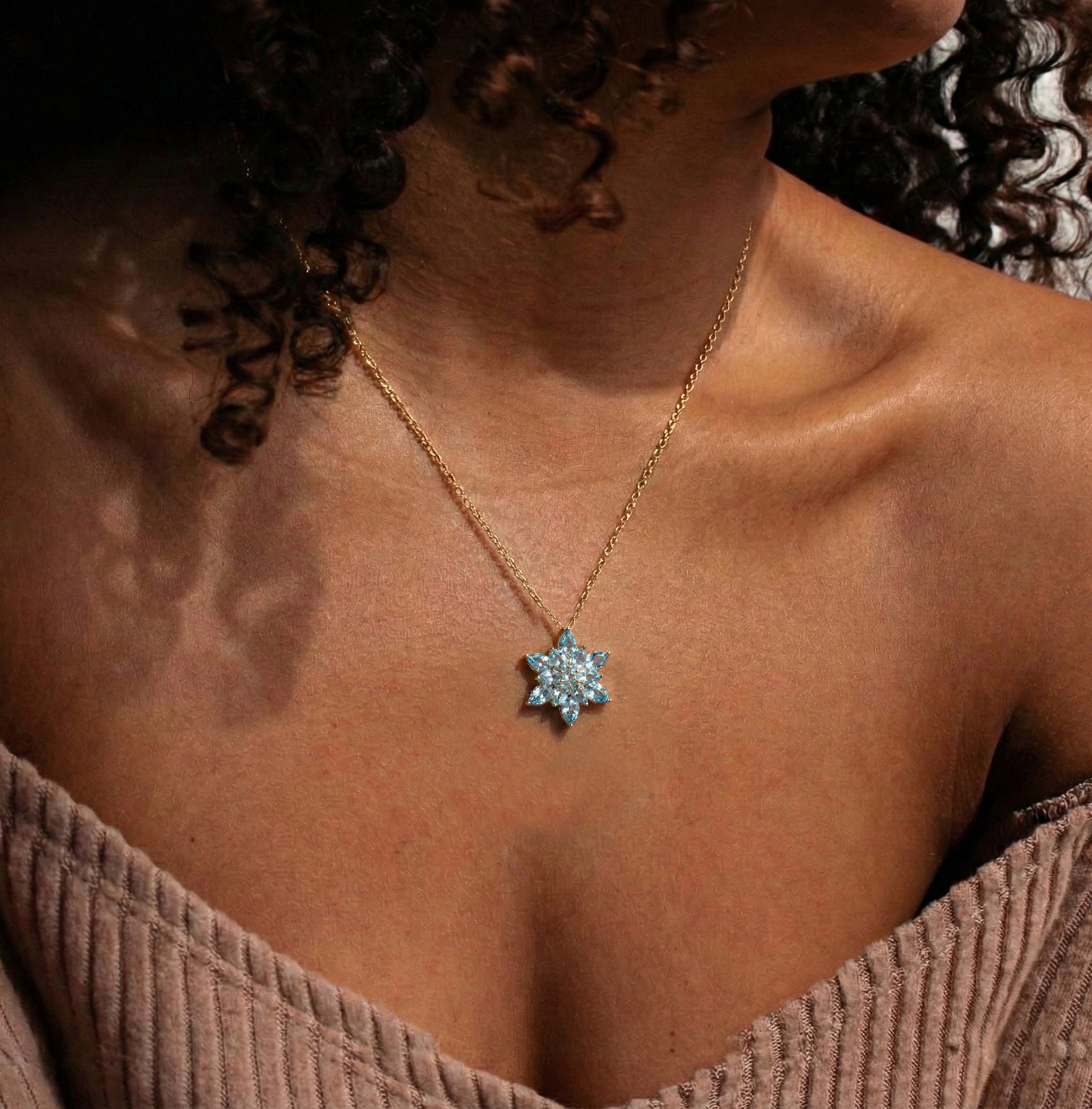 Best Aquamarine Pear Floral Pendant Necklace in 925 Sterling Silver 5.70ct
