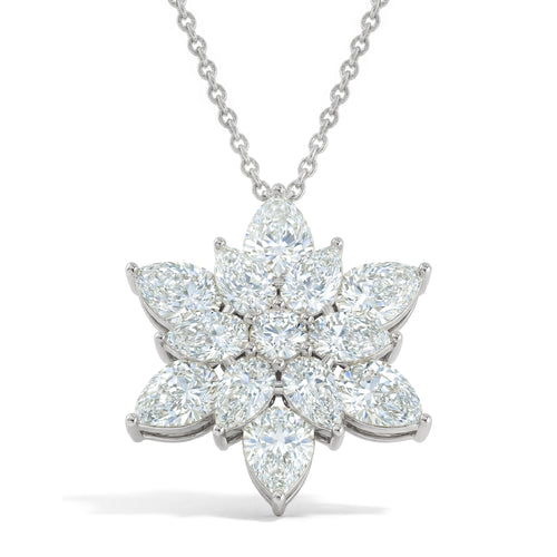 Simulated Diamond Pear Floral Pendant Necklace in 925 Sterling Silver 5.70ct