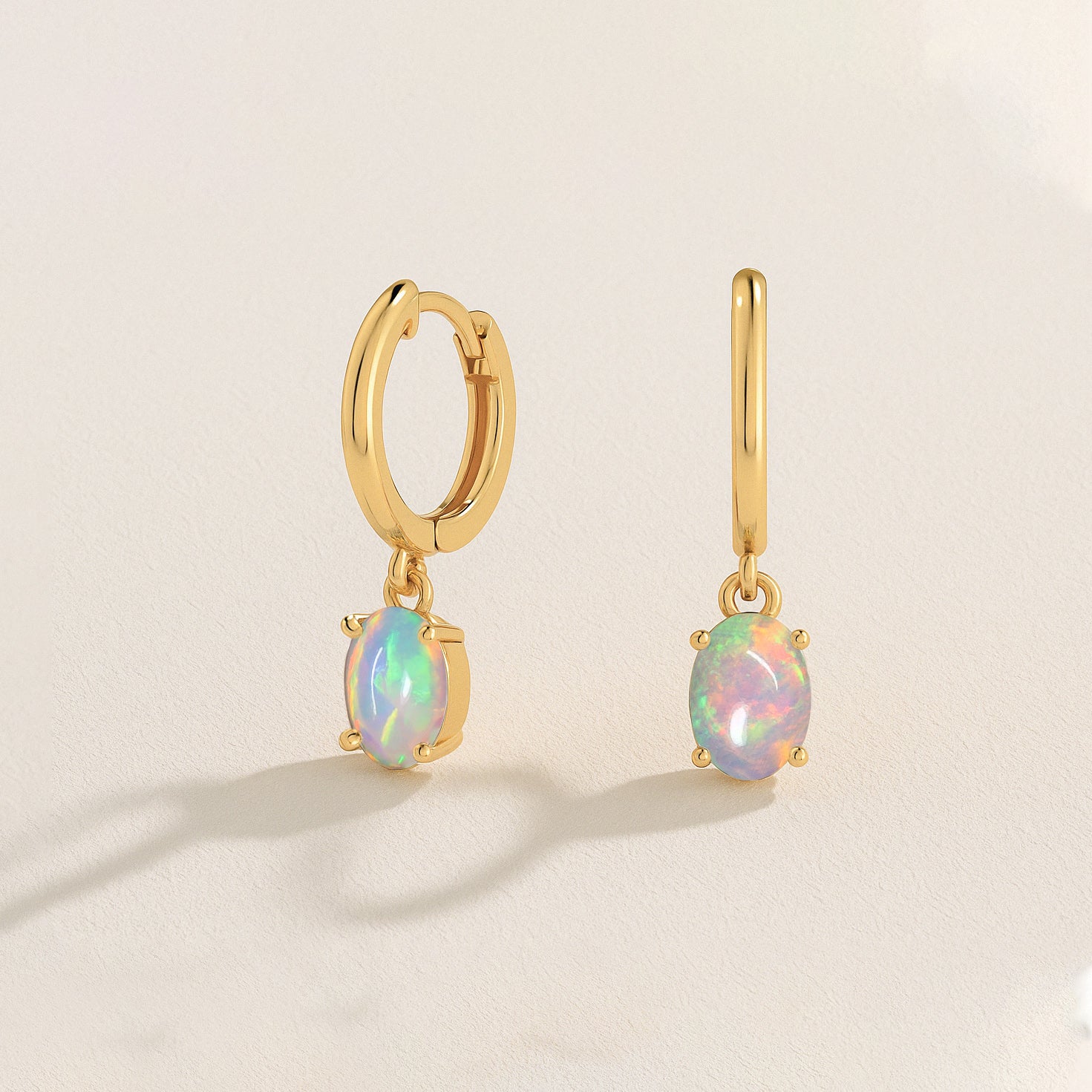 925 Sterling Silver White Opal Oval Drop Hoop Earrings Luxury 1.80 Ct