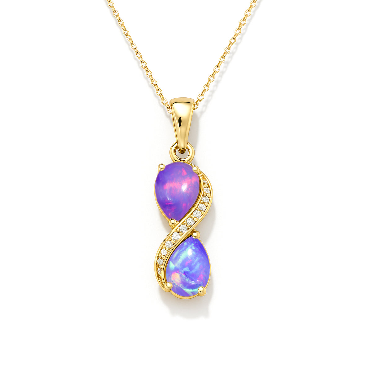 Lavender Opal Pear Infinity Pendant Necklace in Premium 925 Sterling Silver