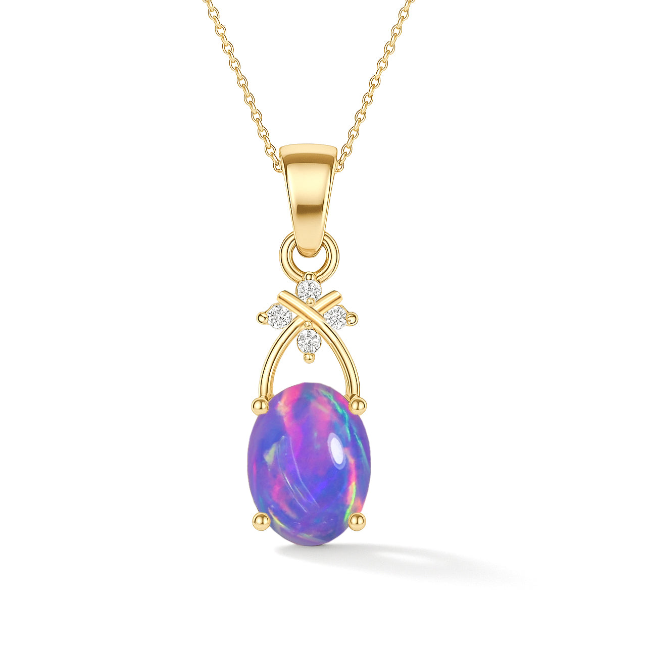 Elegant Lavender Opal Oval Pendant Necklace in 925 Sterling Silver 1.20 Ct
