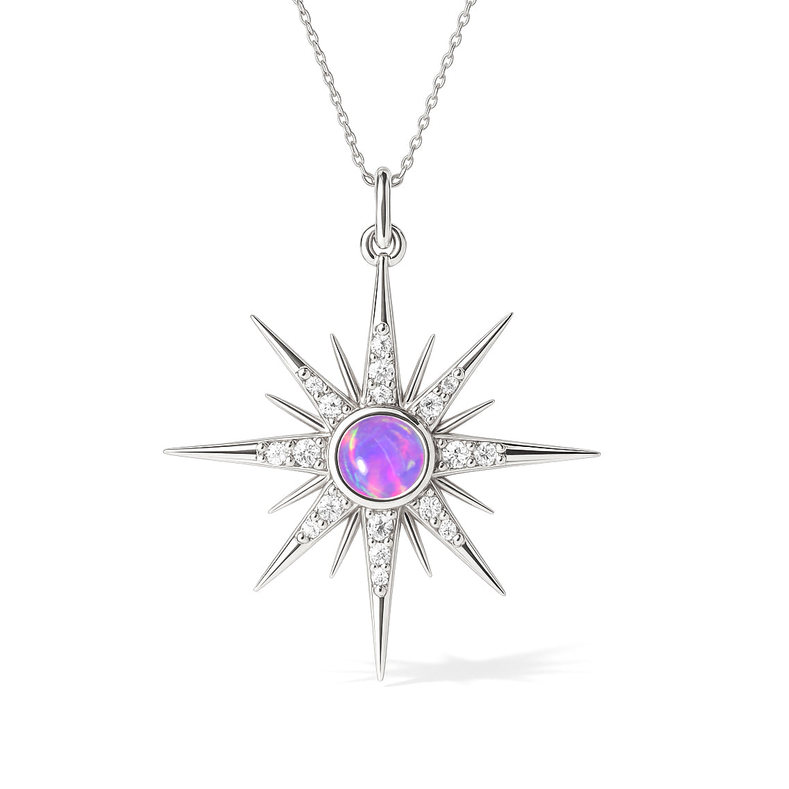 Stunning Lavender Opal Round Halo Pendant Necklace for Women Silver 925
