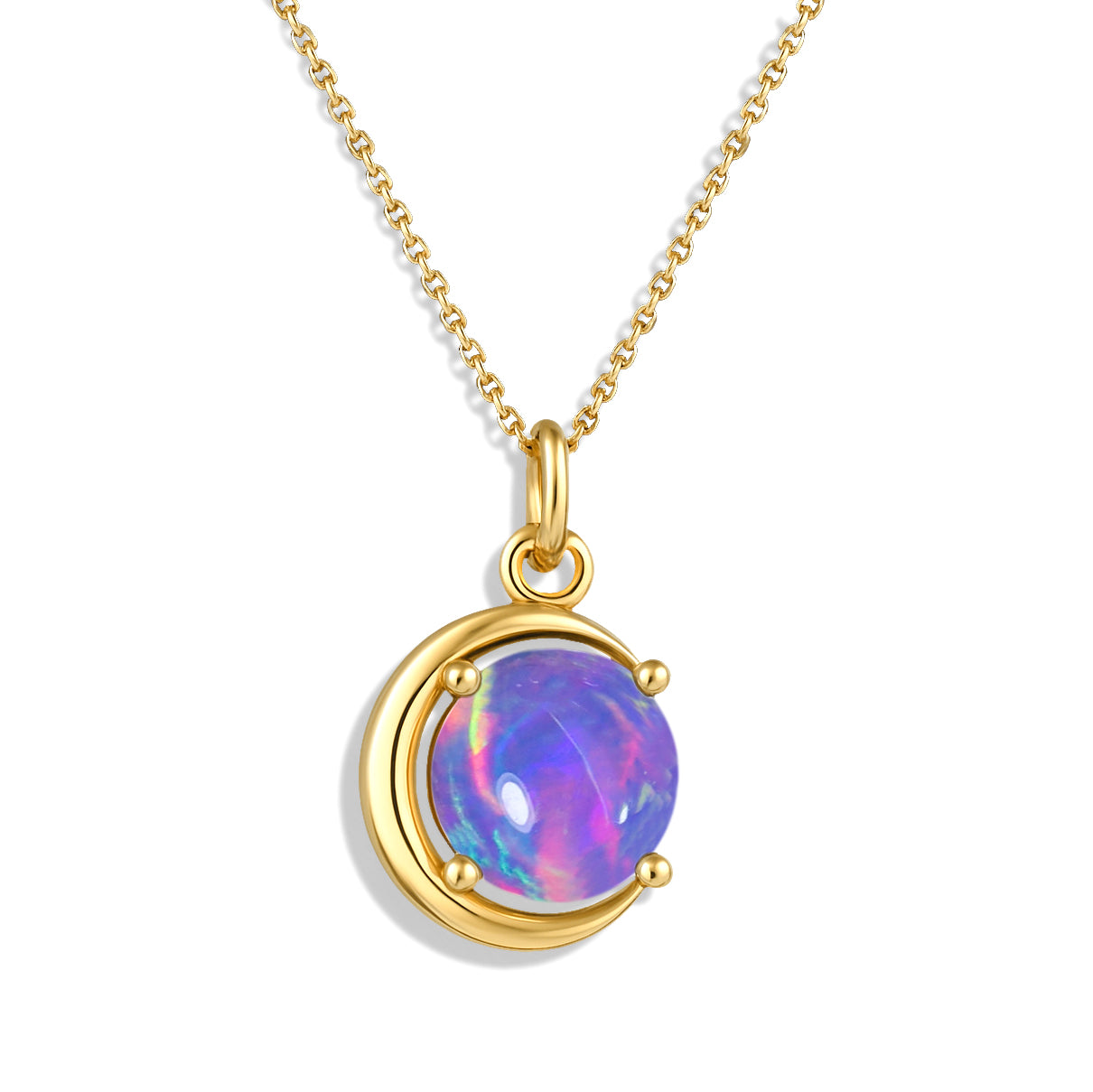 Lavender Opal 8mm Round Pendant Necklace 925 Sterling Silver Jewelry